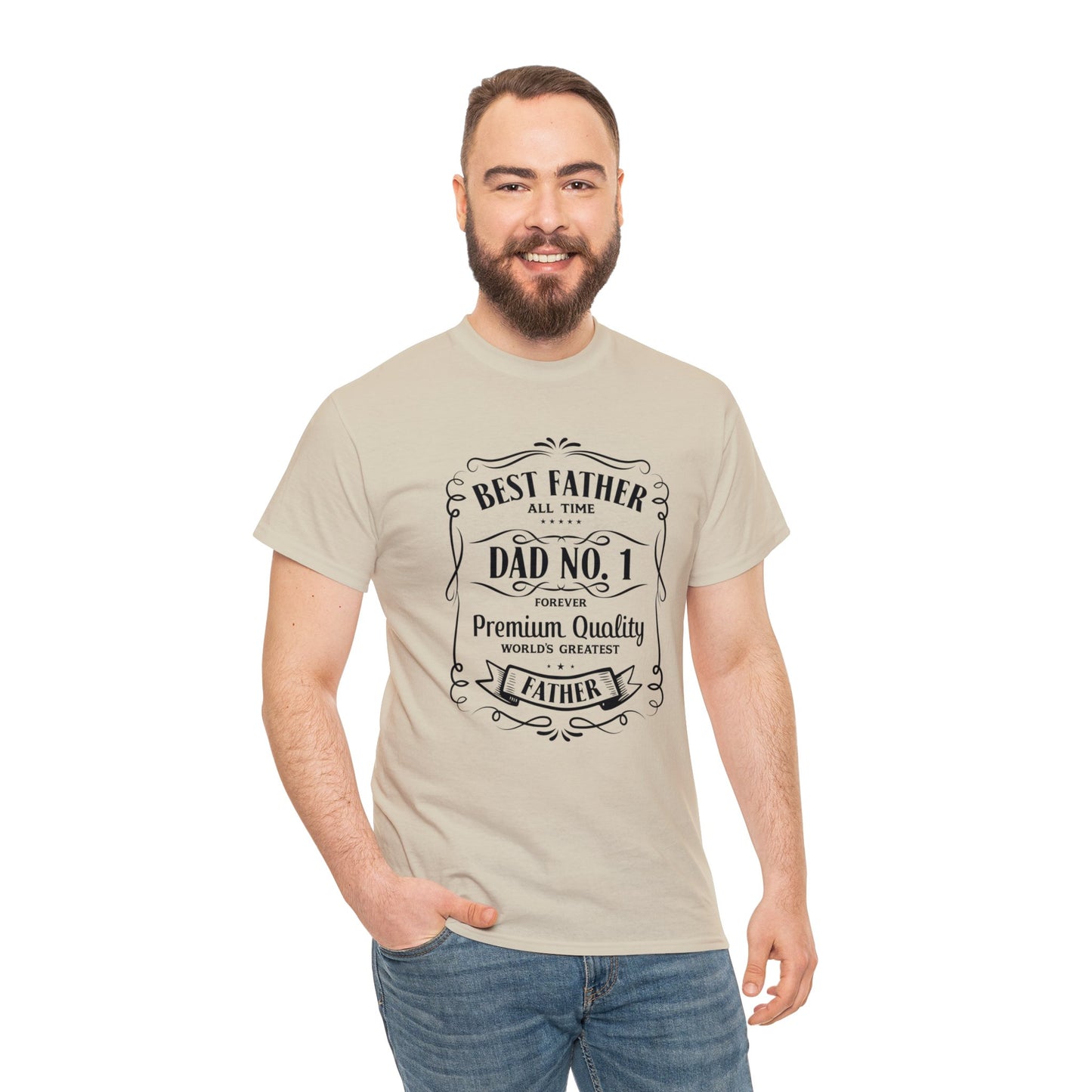 Best Father NO.1 whiskey label design Unisex Heavy Cotton Tee