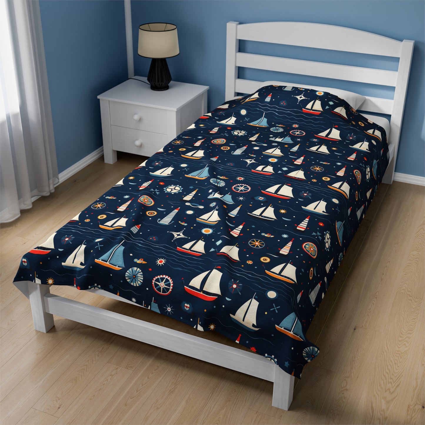 Nautical Inspired Velveteen Plush Blanket