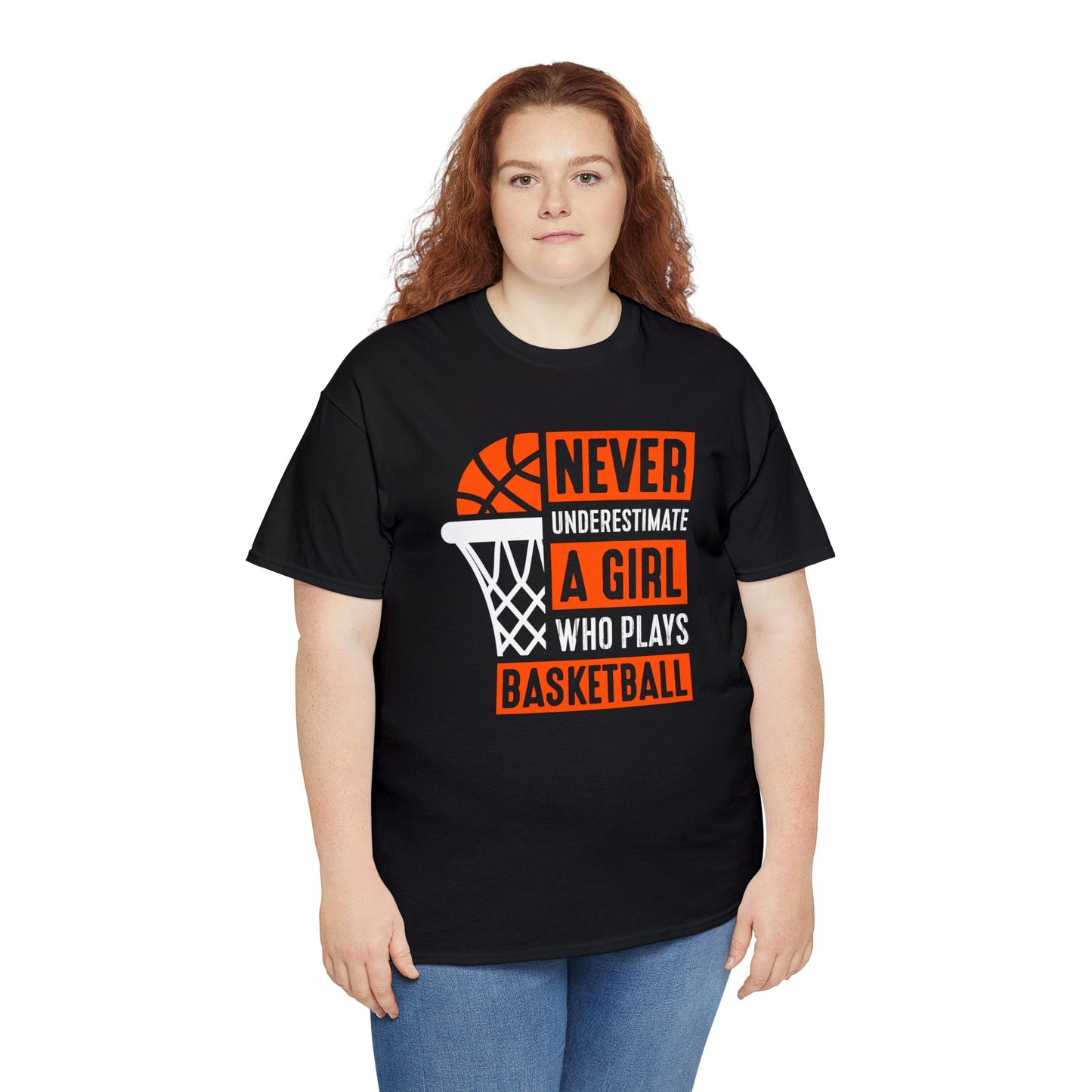 Never Underestimate a Girl Who Plays Basketball Unisex Heavy Cotton Tee