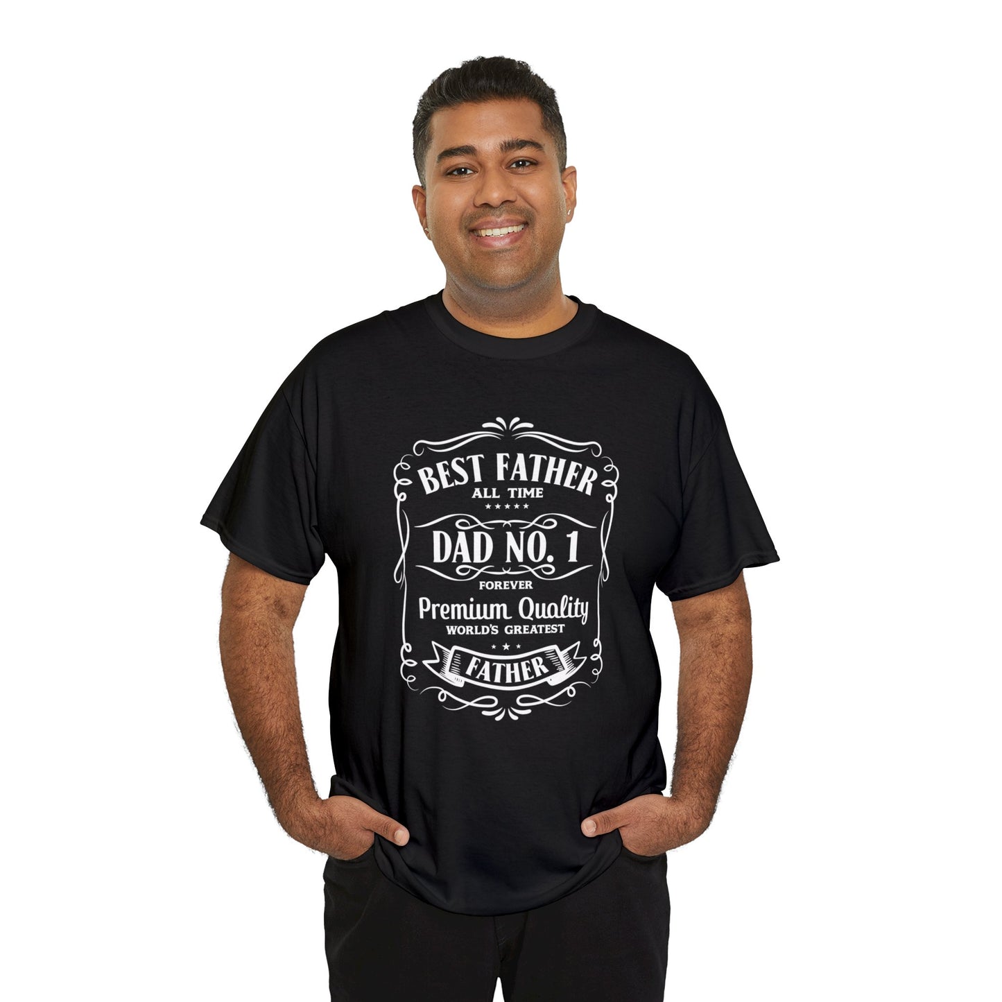 Best Father NO.1 whiskey label design Unisex Heavy Cotton Tee