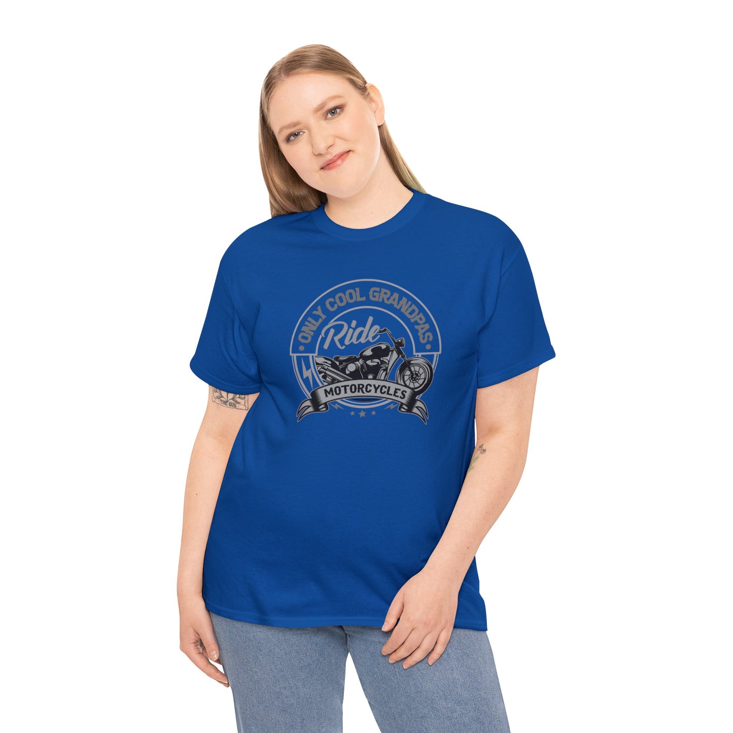Only Cool Grandpas Ride Motorcycles Unisex Heavy Cotton Tee