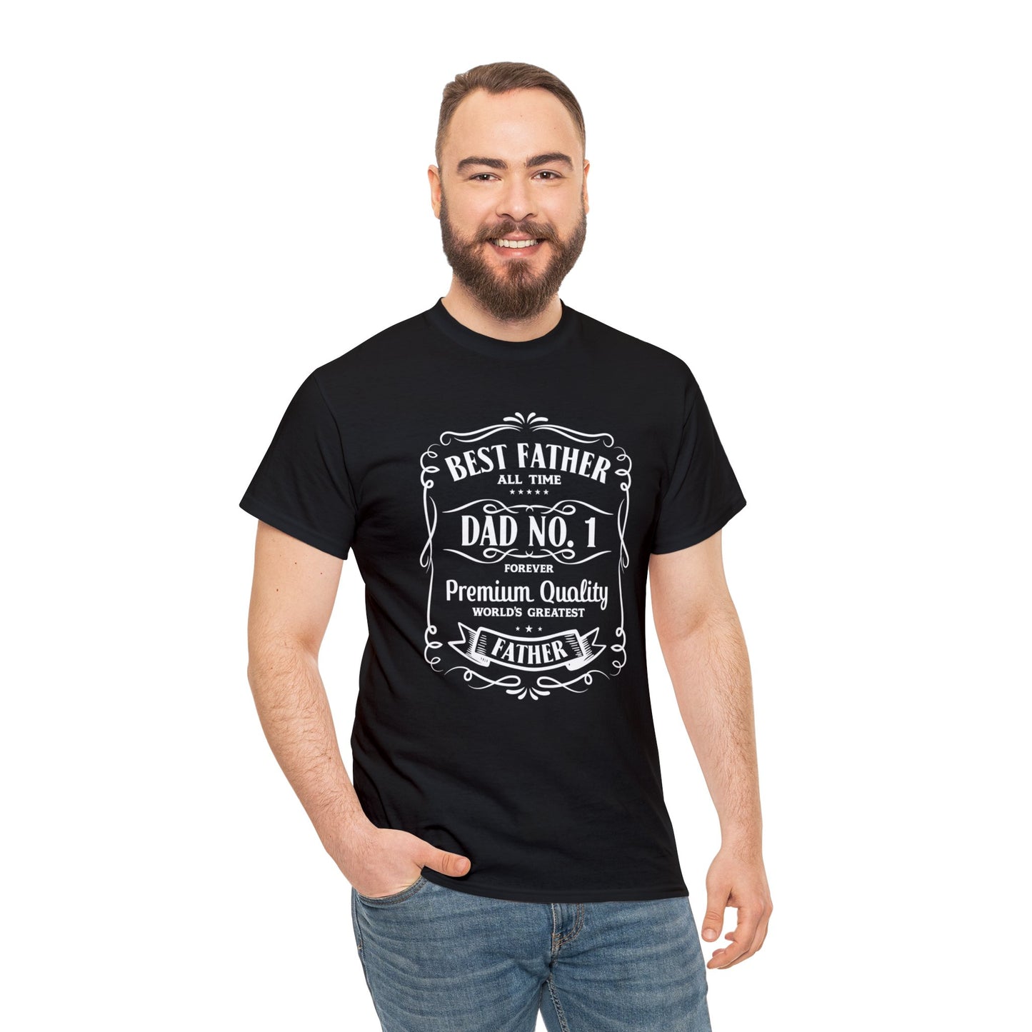 Best Father NO.1 whiskey label design Unisex Heavy Cotton Tee