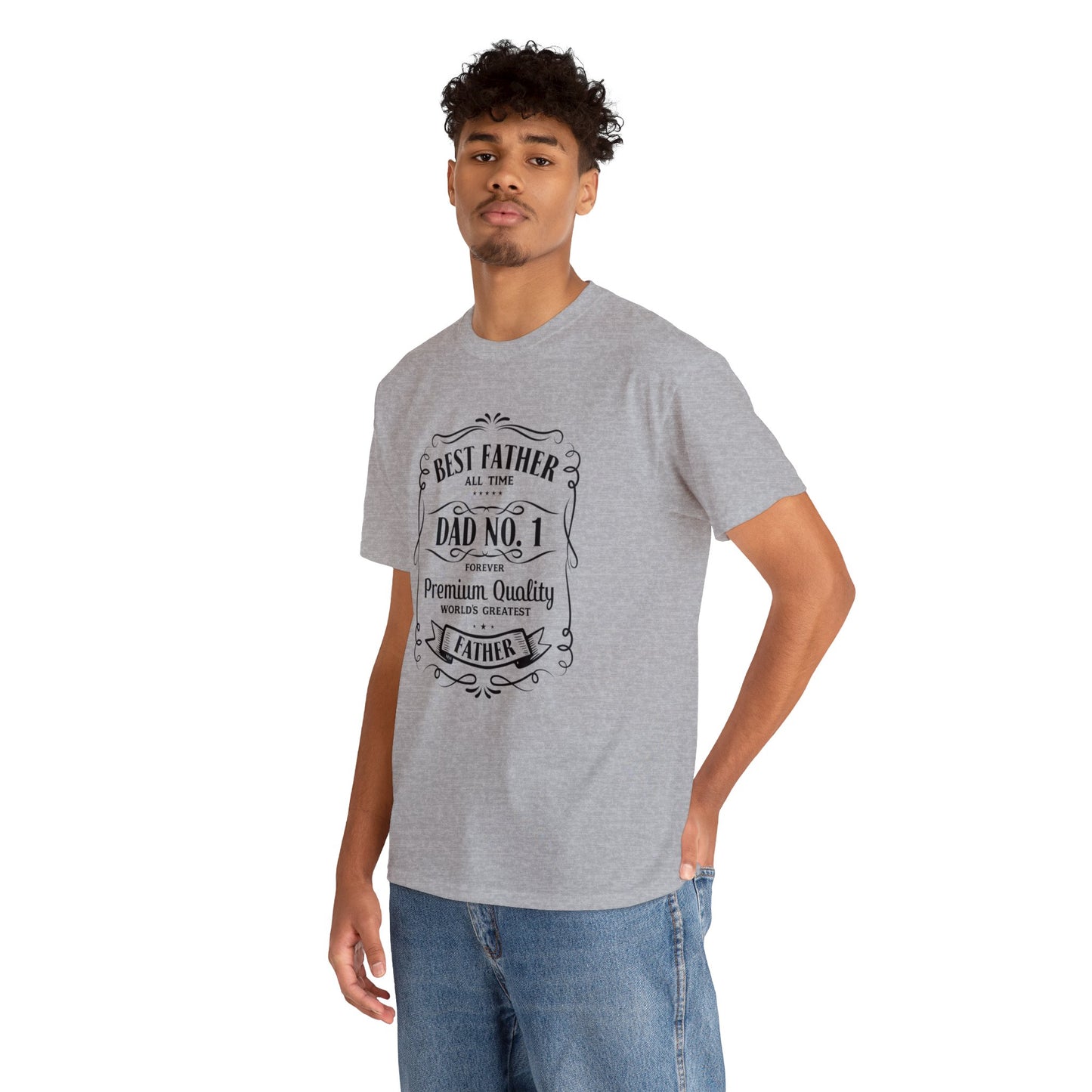 Best Father NO.1 whiskey label design Unisex Heavy Cotton Tee