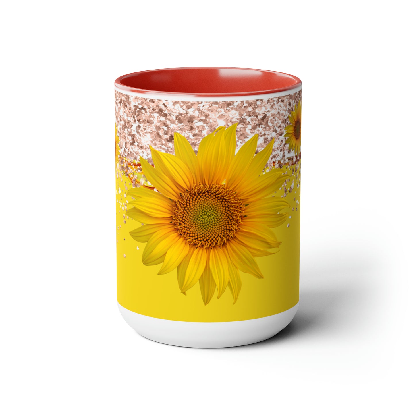 Sunflower Two-Tone Coffee Mugs, 15oz