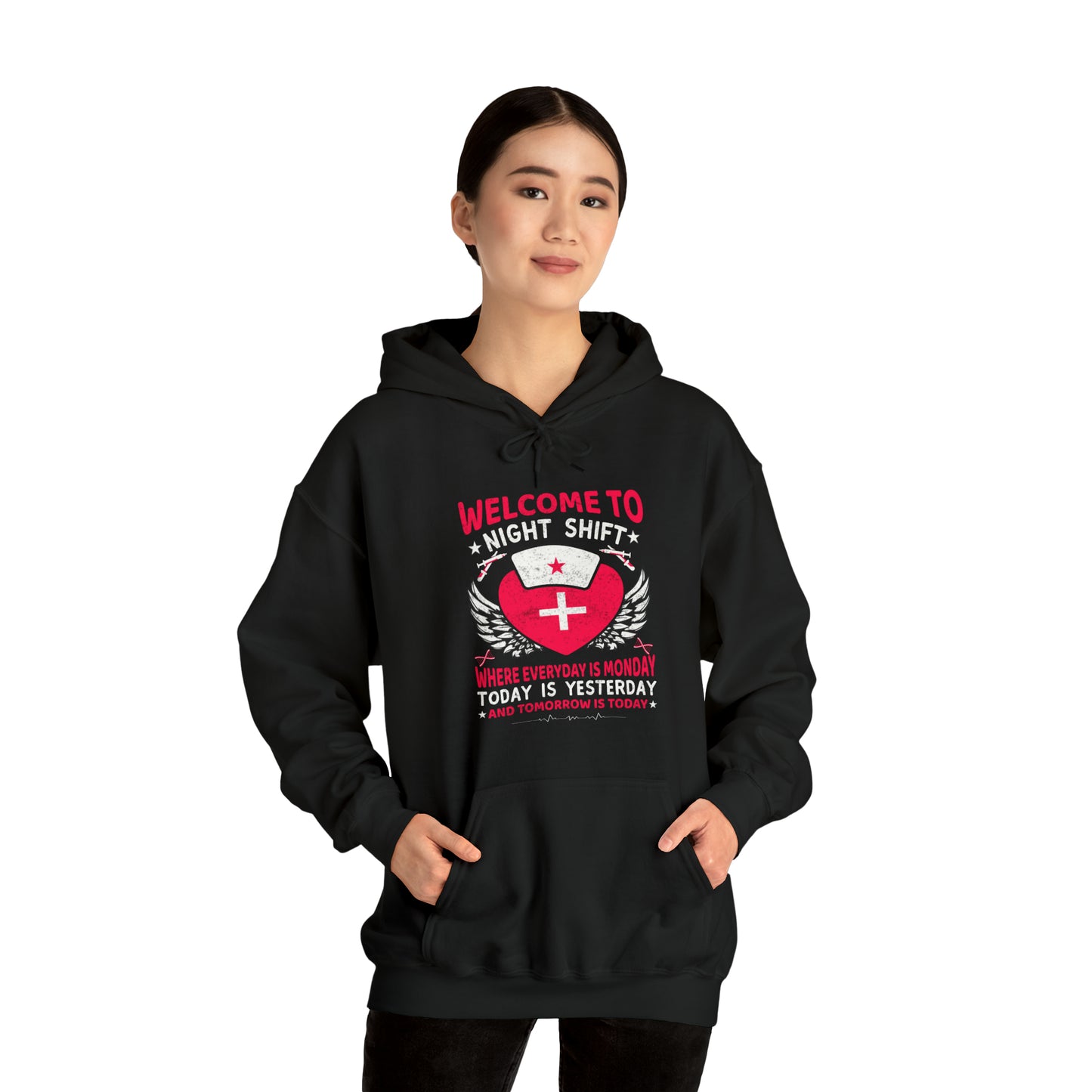 Welcome to the Nightshift Nurse Unisex Heavy Blend™ Hooded Sweatshirt