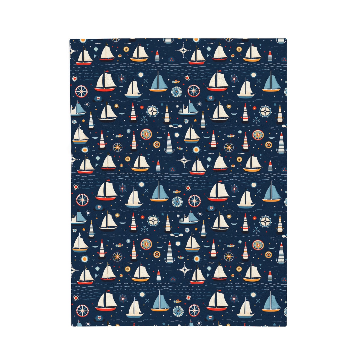 Nautical Inspired Velveteen Plush Blanket