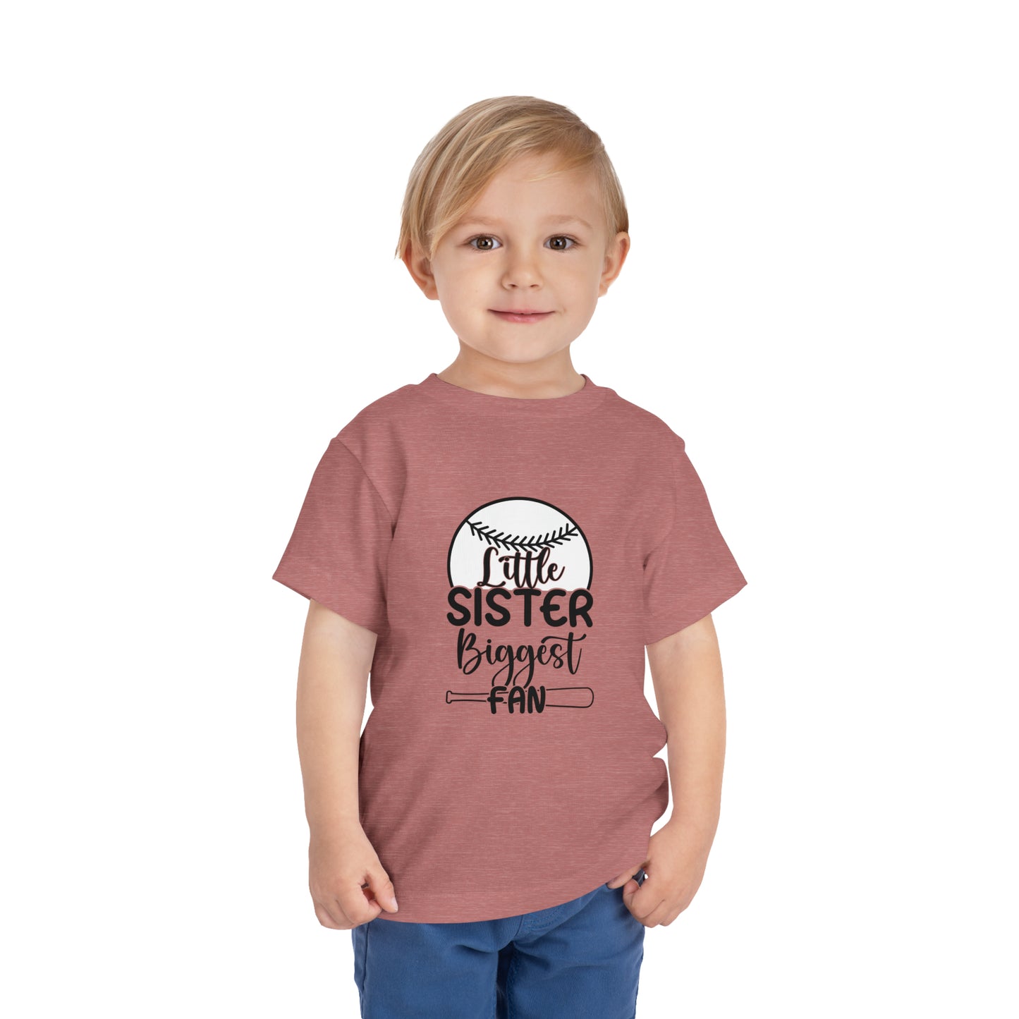 Little Sister Biggest Fan baseball Toddler Short Sleeve Tee