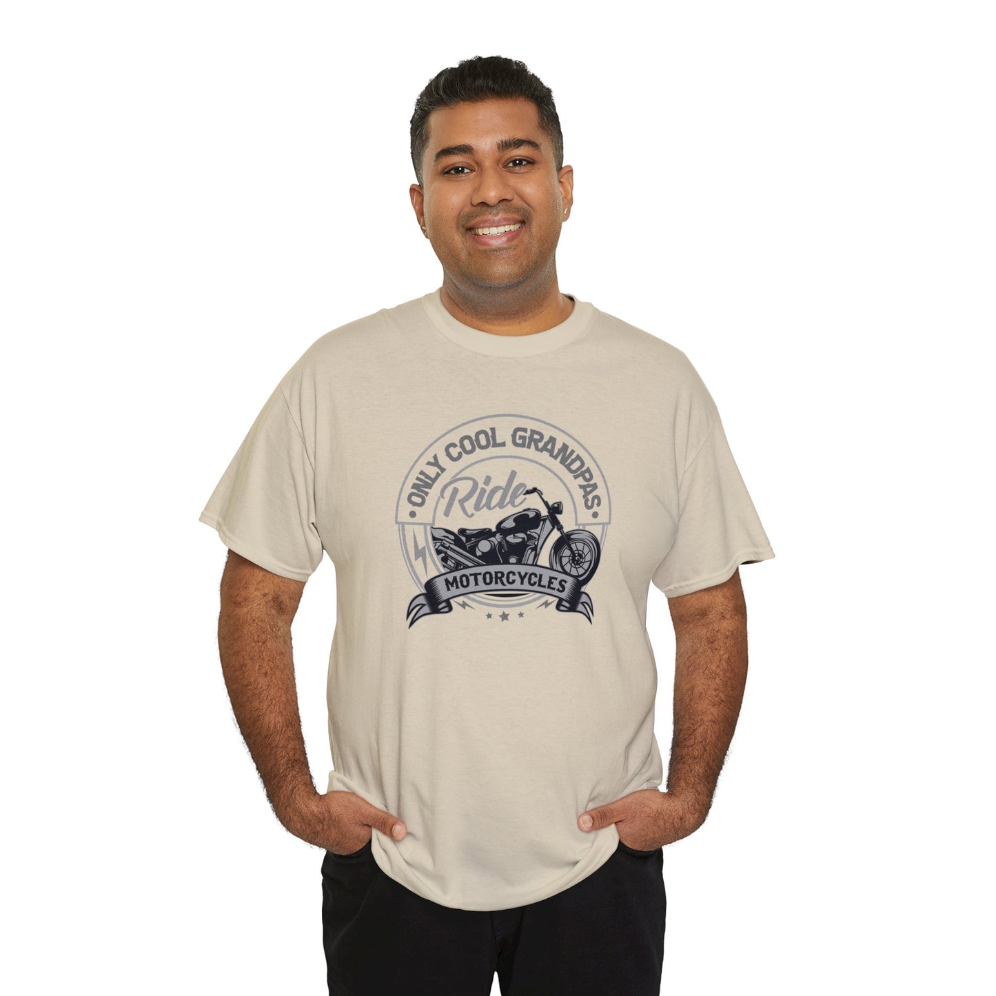 Only Cool Grandpas Ride Motorcycles Unisex Heavy Cotton Tee