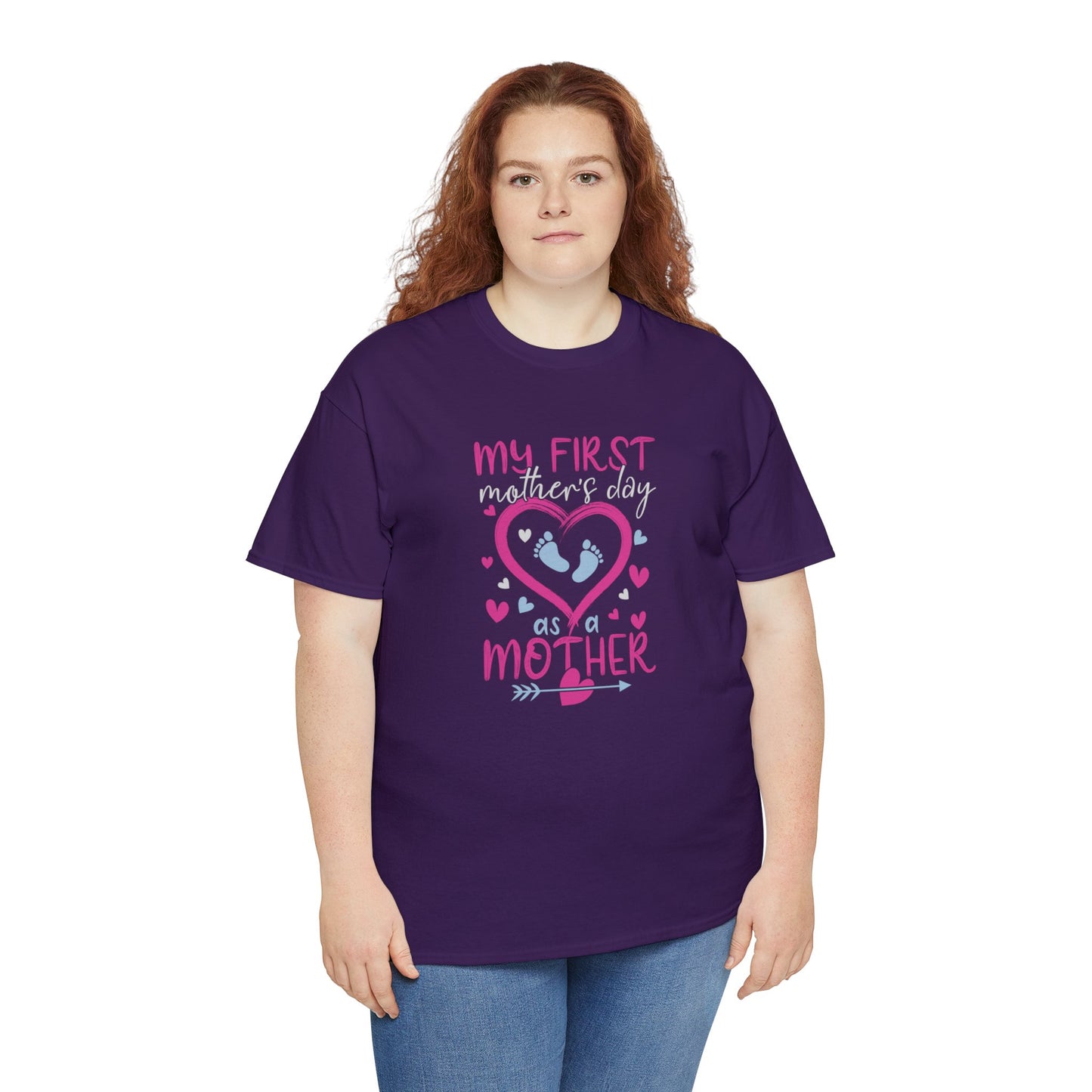 My 1st Mothers Day as a Mom Pink & Blue Unisex Heavy Cotton Tee