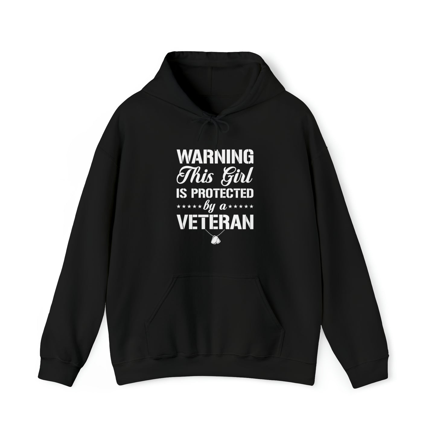 Warning This Girl is Protected by a Veteran Unisex Heavy Blend™ Hooded Sweatshirt