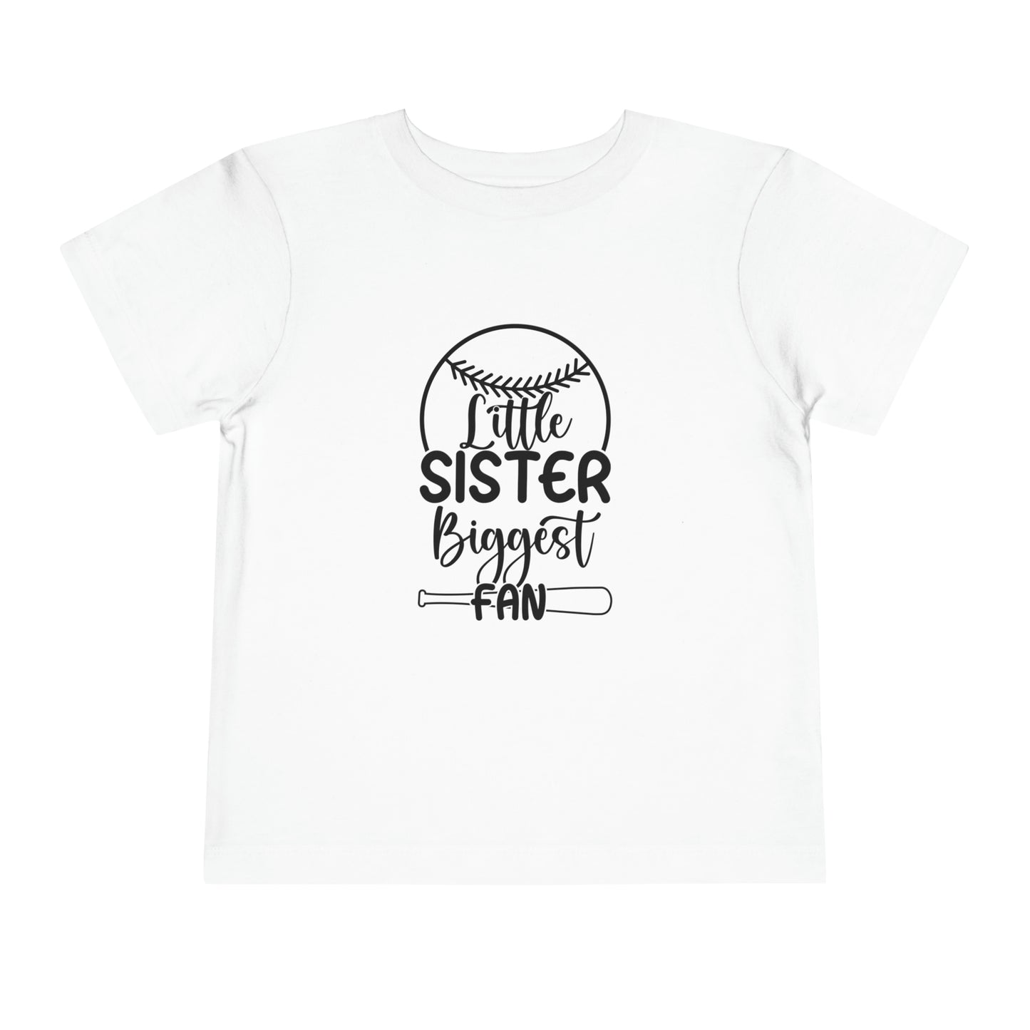 Little Sister Biggest Fan baseball Toddler Short Sleeve Tee