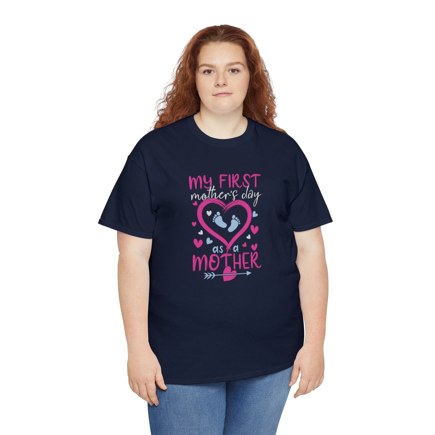 My 1st Mothers Day as a Mom Pink & Blue Unisex Heavy Cotton Tee