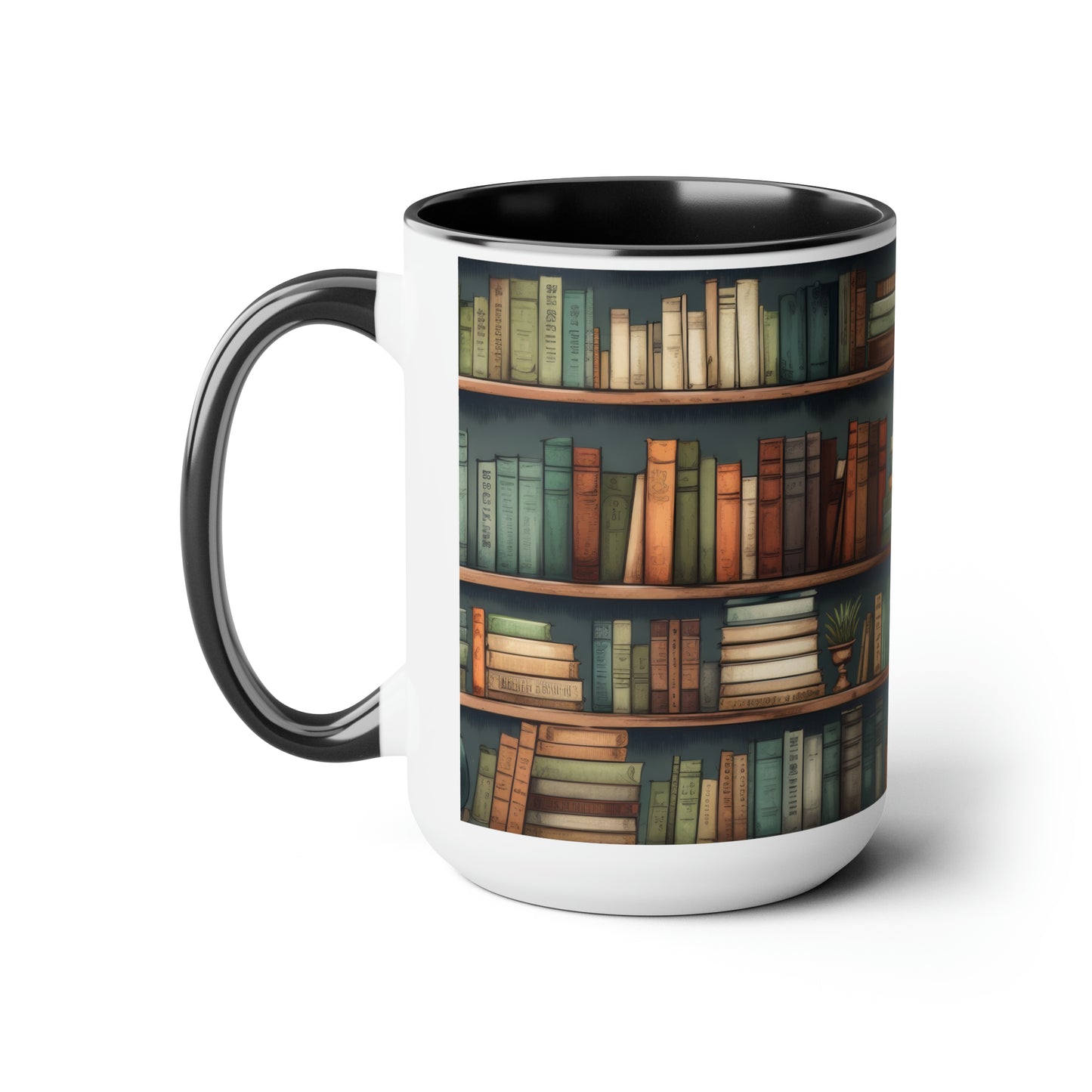 Library Two-Tone Coffee Mugs, 15oz