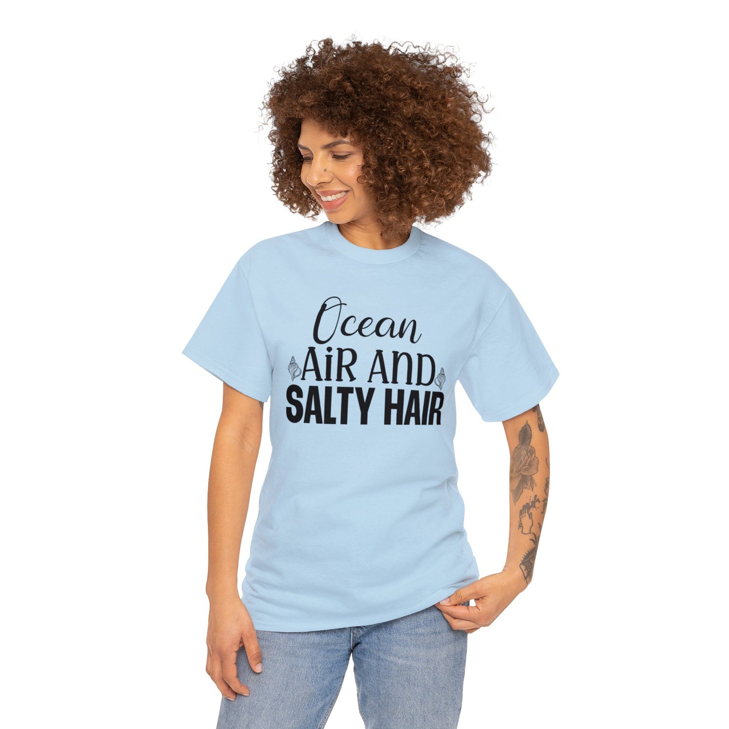 Ocean Air and Salty Hair Unisex Heavy Cotton Tee
