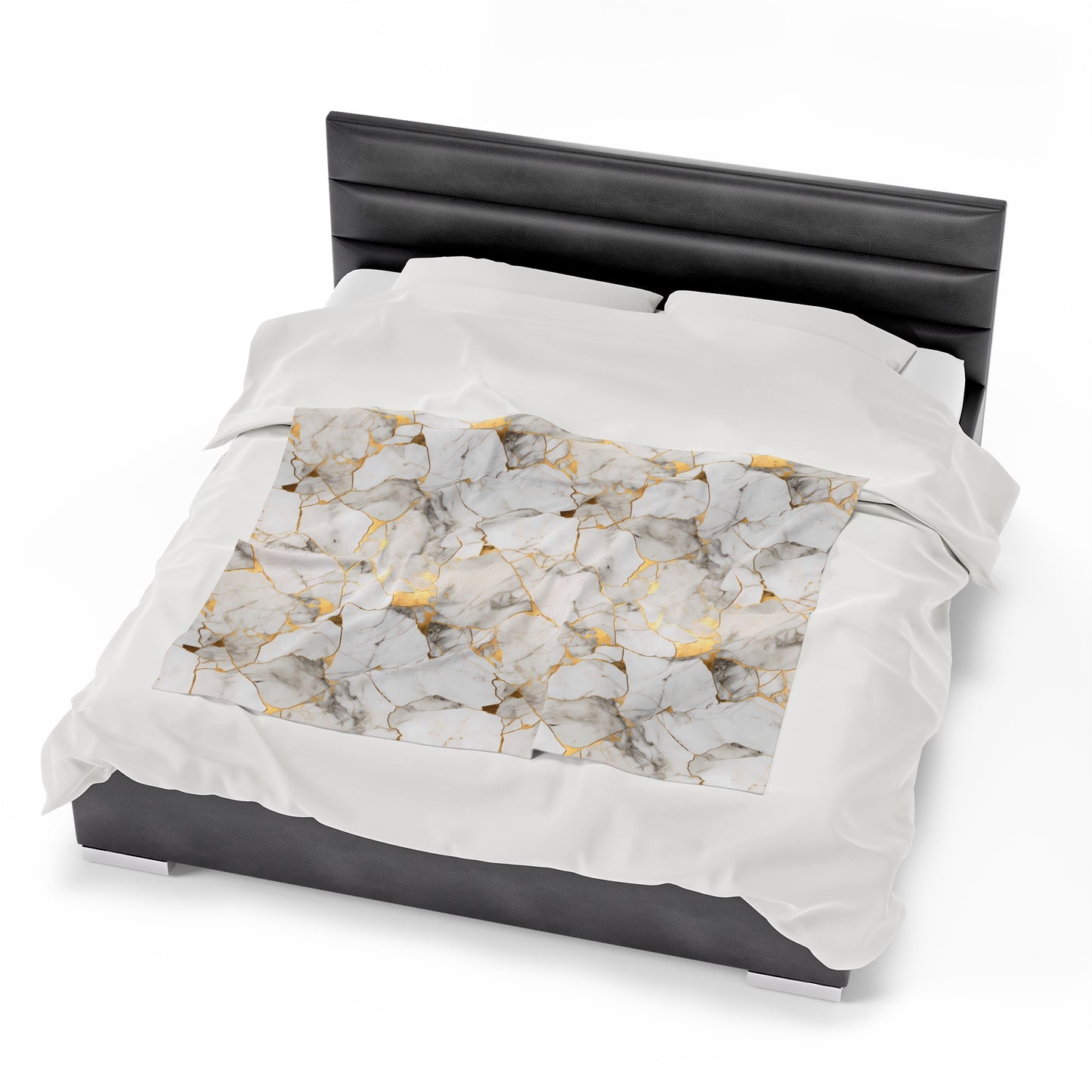 White & Gold Marble Velveteen Plush Blanket