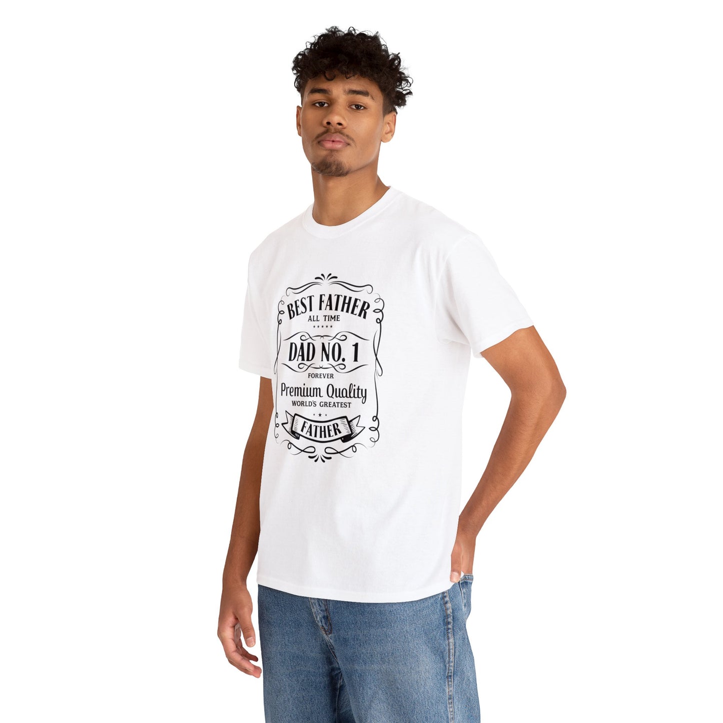 Best Father NO.1 whiskey label design Unisex Heavy Cotton Tee