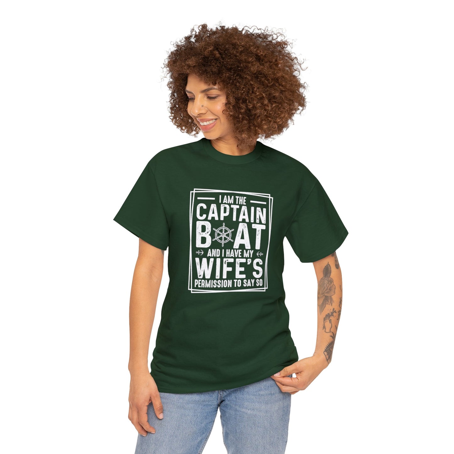 I Am Captain Boat & I Have My Wife Permission to Say So Unisex Heavy Cotton Tee
