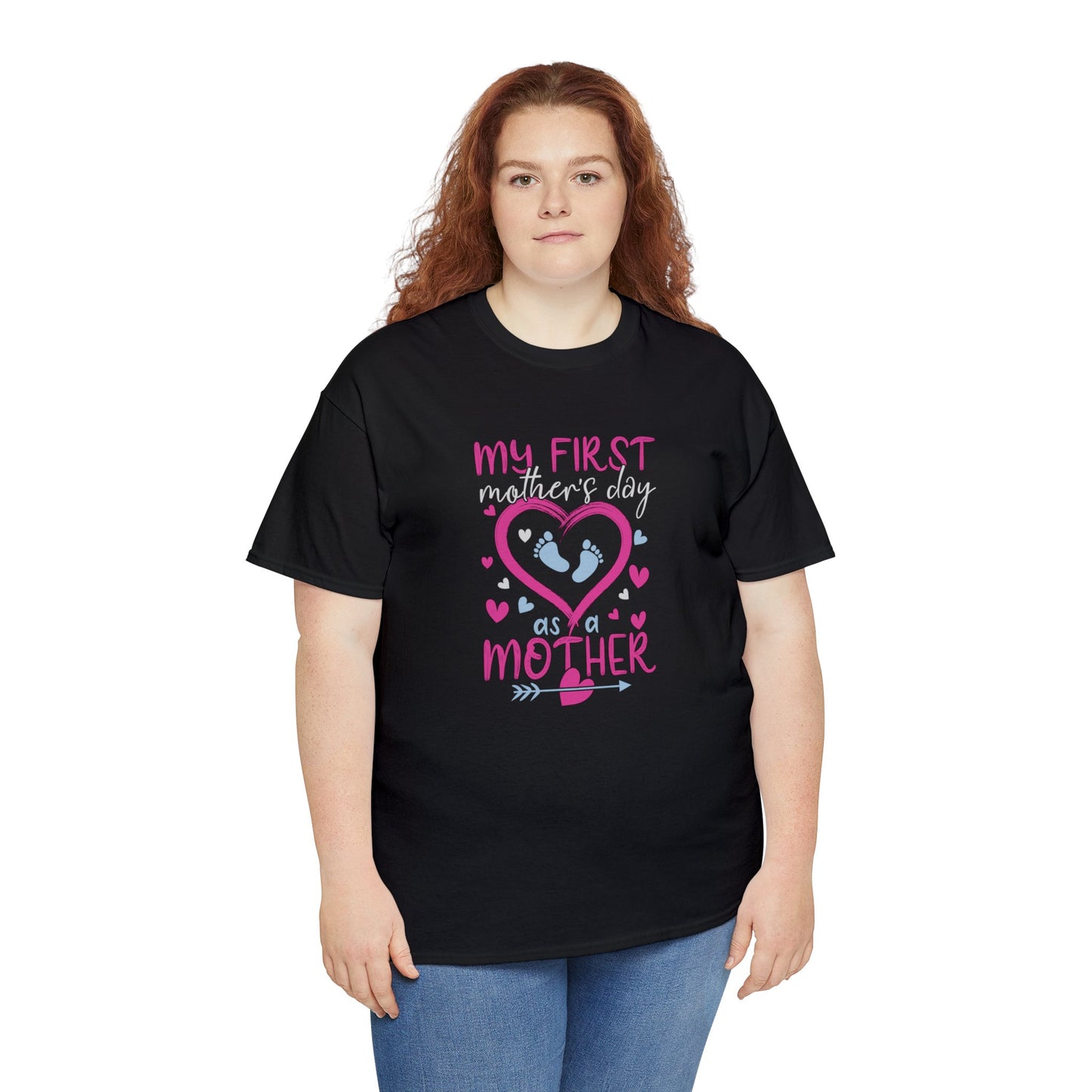 My 1st Mothers Day as a Mom Pink & Blue Unisex Heavy Cotton Tee