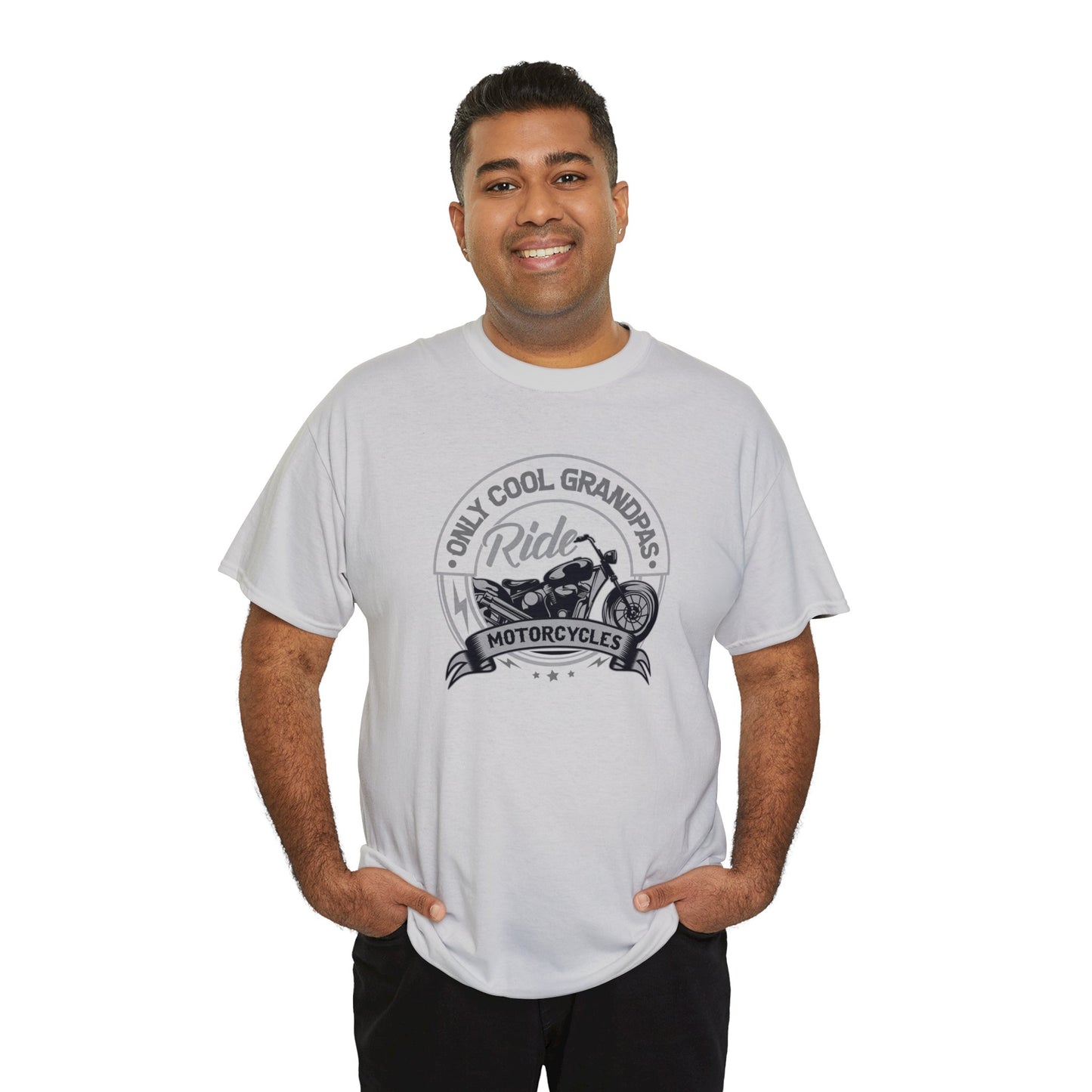 Only Cool Grandpas Ride Motorcycles Unisex Heavy Cotton Tee
