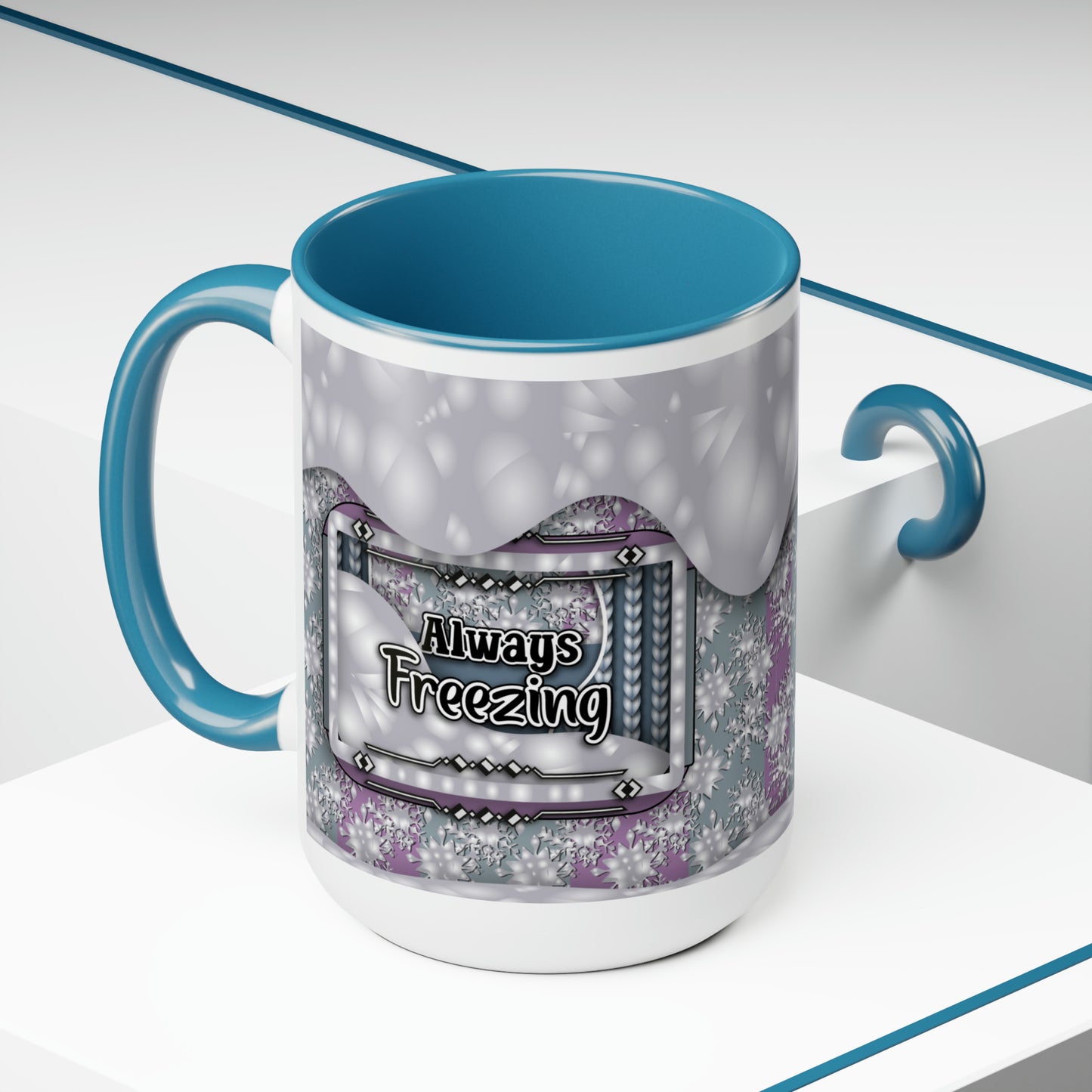 Always Freezing Two-Tone Coffee Mugs, 15oz