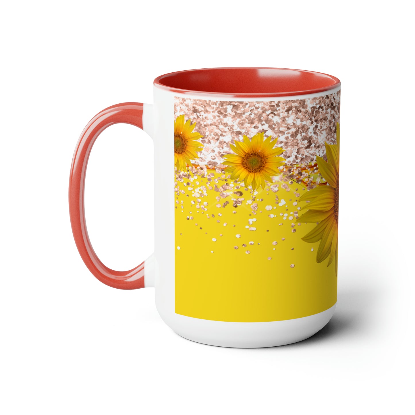 Sunflower Two-Tone Coffee Mugs, 15oz