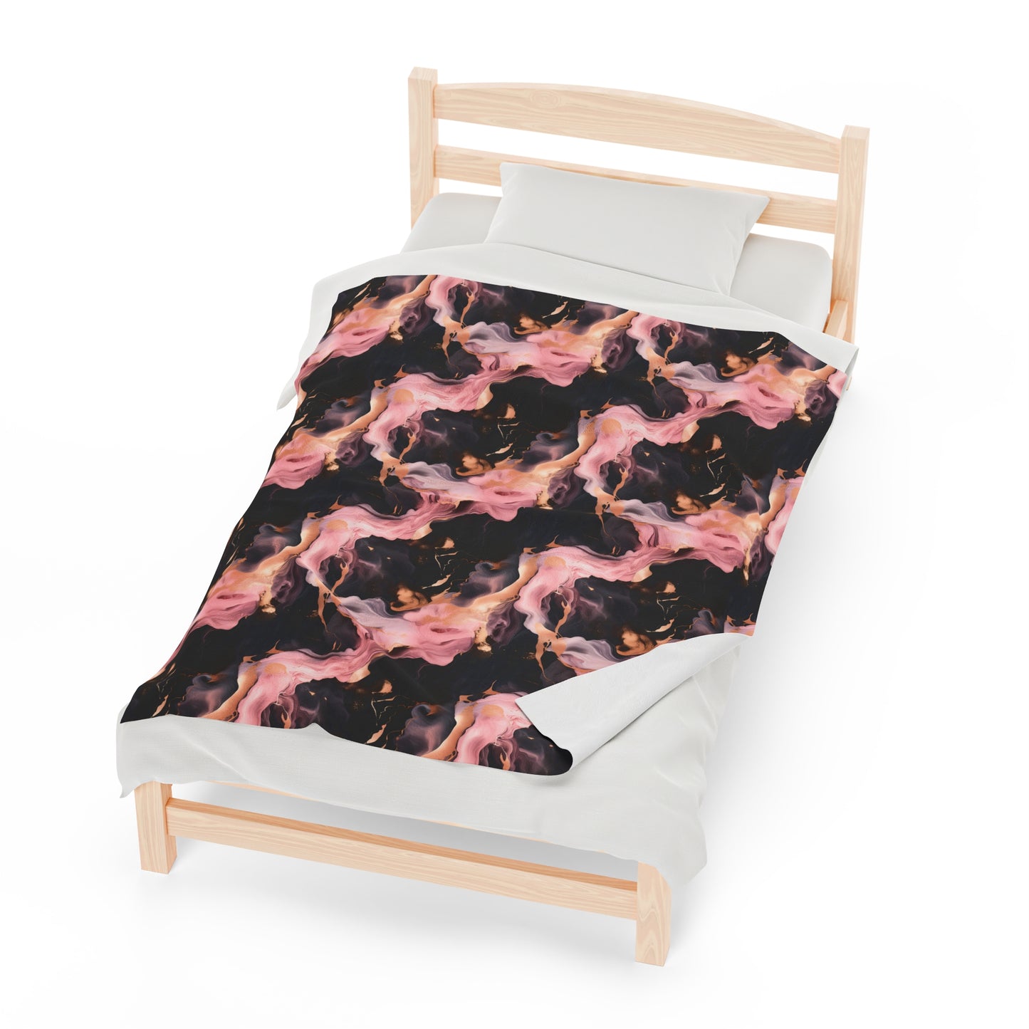 Pink & Black Marble Velveteen Plush Blanket