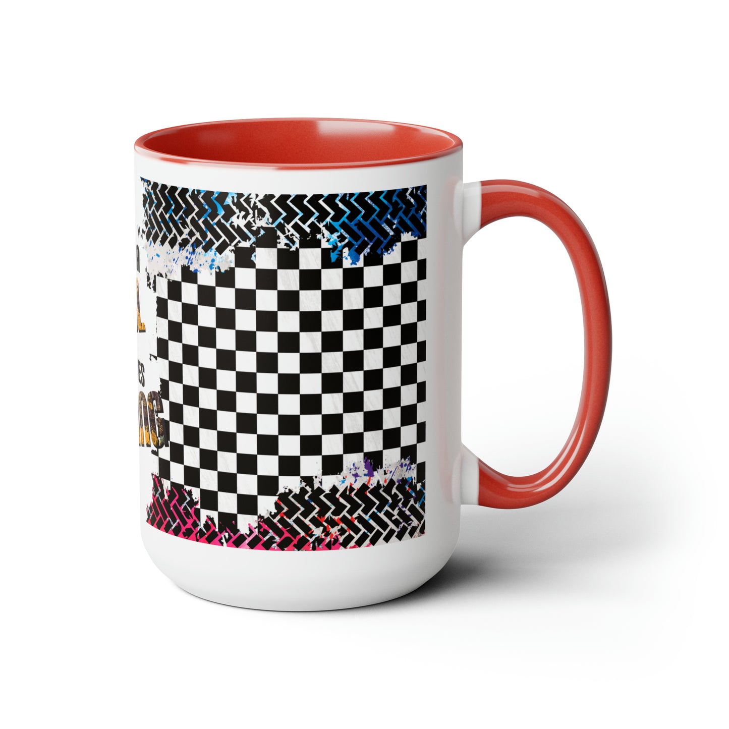 Just a Girl That Loves Racing Two-Tone Coffee Mugs, 15oz