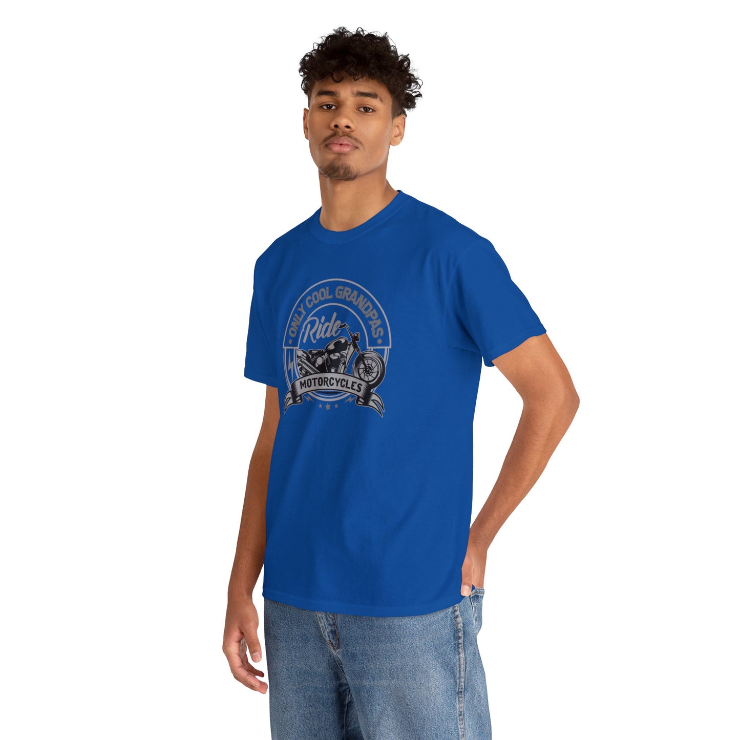 Only Cool Grandpas Ride Motorcycles Unisex Heavy Cotton Tee