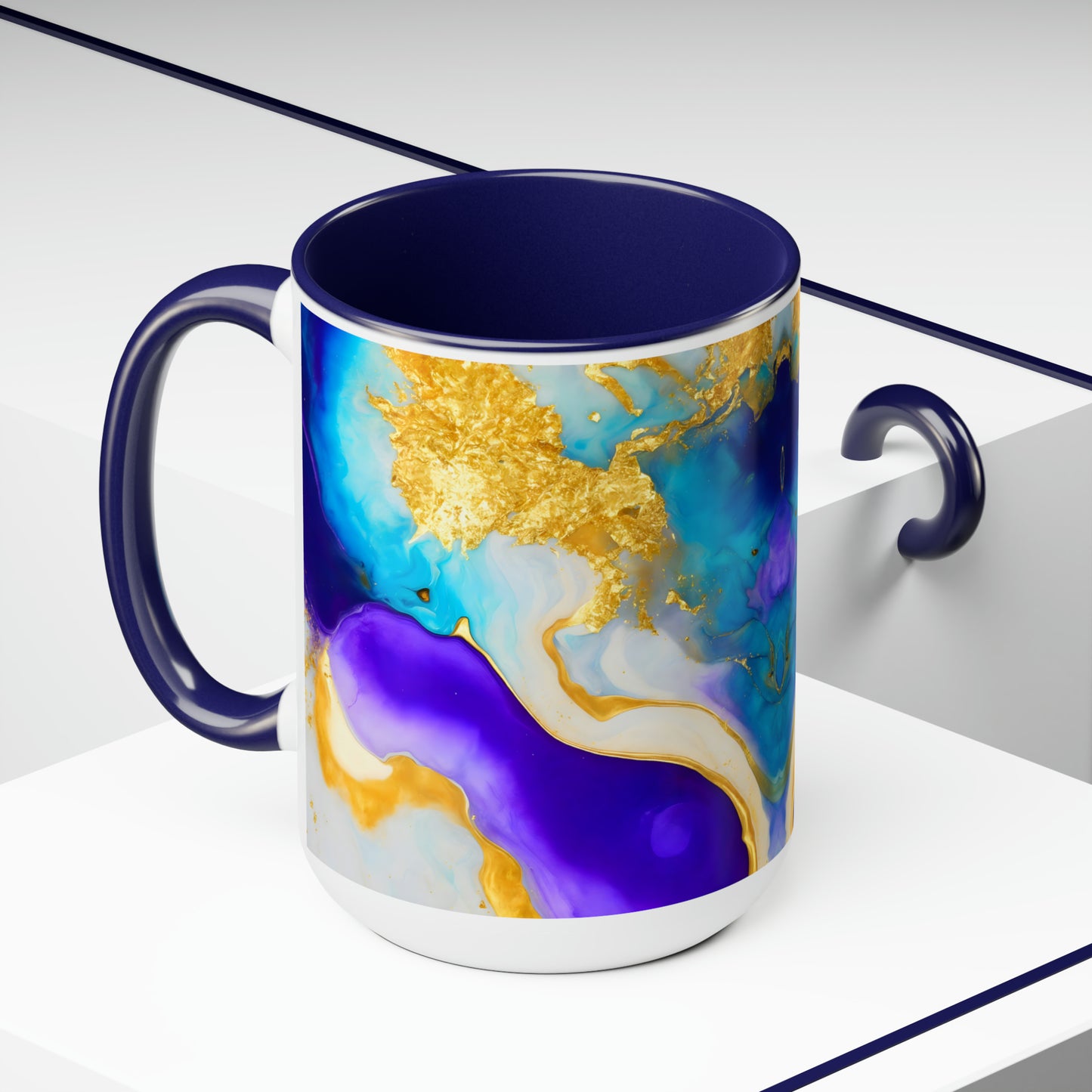 Blue Marble Two-Tone Coffee Mugs, 15oz