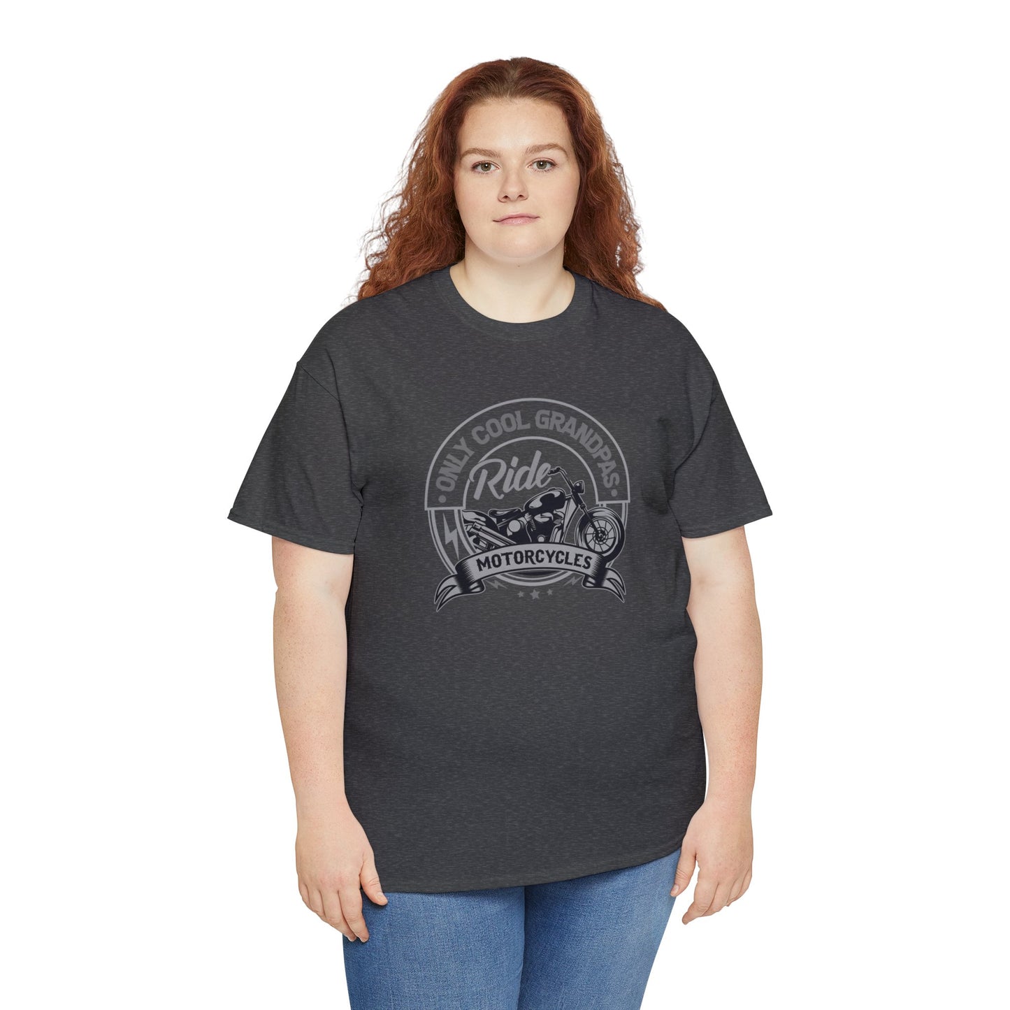 Only Cool Grandpas Ride Motorcycles Unisex Heavy Cotton Tee