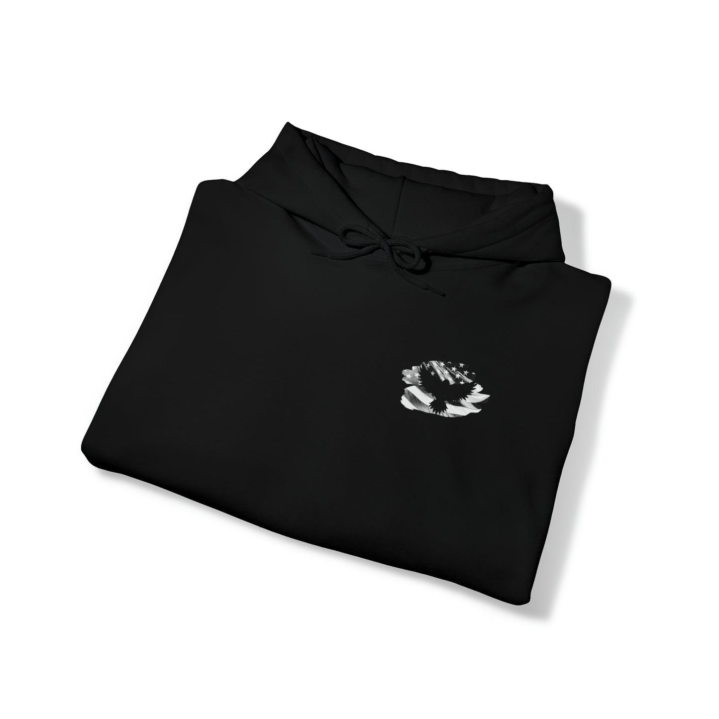 USA Flag w/ Eagle on front and USA Flag w/Military Tags on back Unisex Heavy Blend™ Hooded Sweatshirt