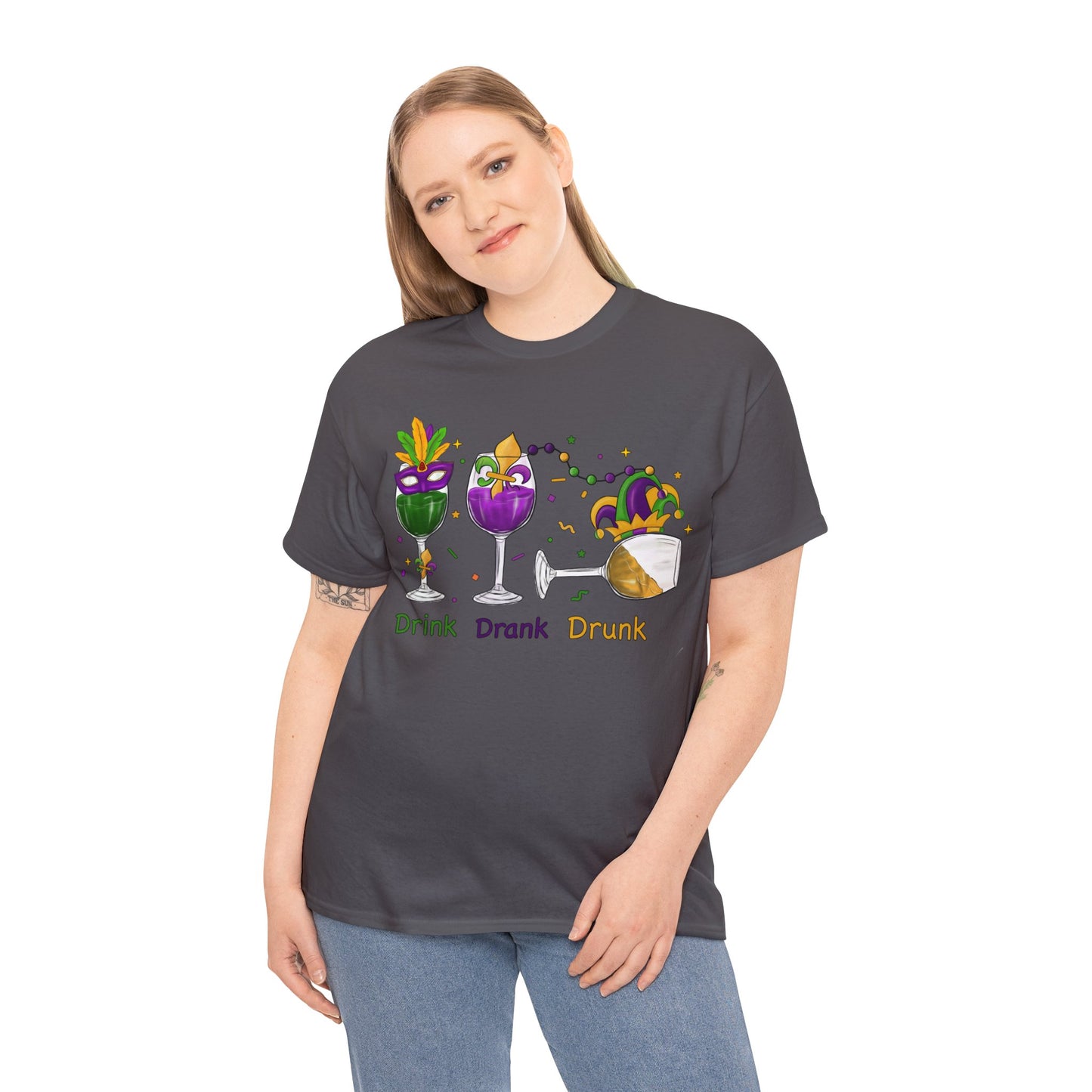 Mardi Gras Drink Drank Drunk Unisex Heavy Cotton Tee