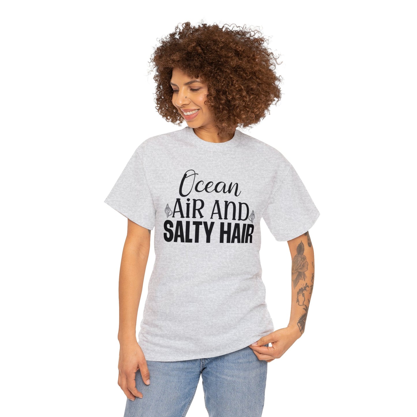 Ocean Air and Salty Hair Unisex Heavy Cotton Tee