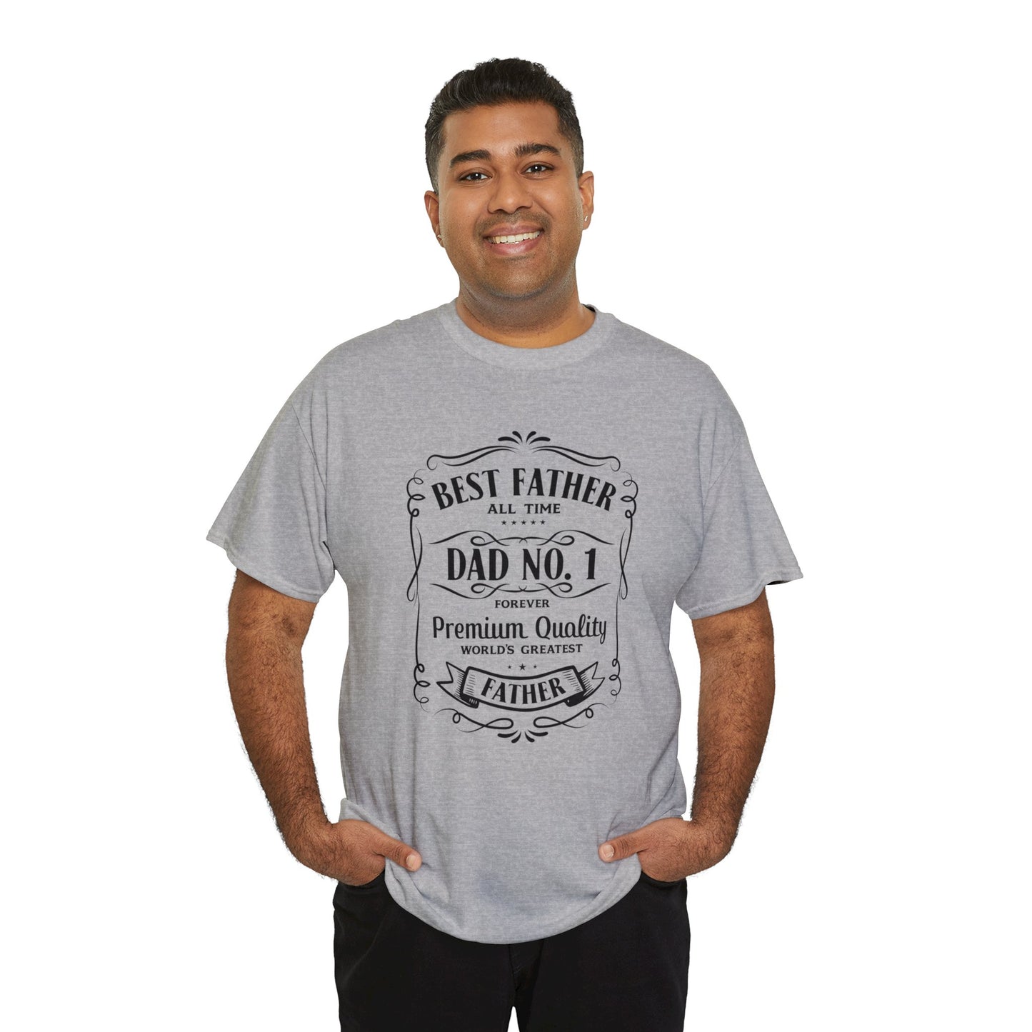 Best Father NO.1 whiskey label design Unisex Heavy Cotton Tee