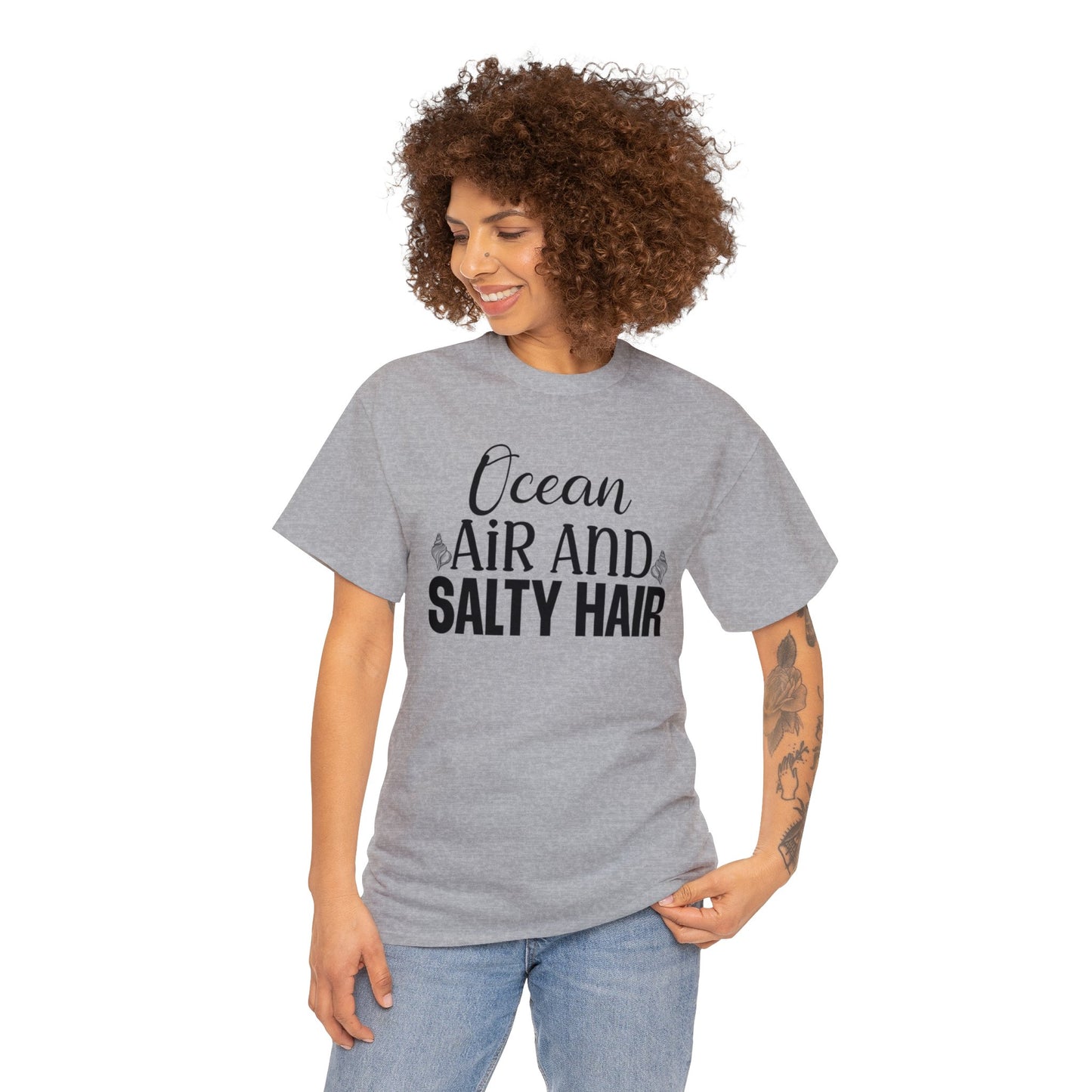 Ocean Air and Salty Hair Unisex Heavy Cotton Tee