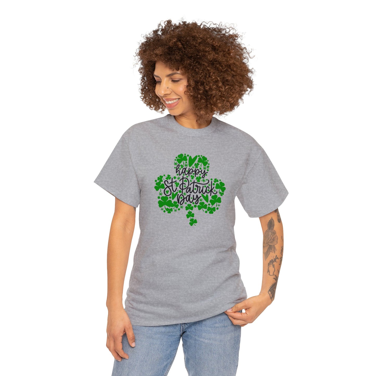 Happy St Patricks Day Clover Unisex Heavy Cotton Tee