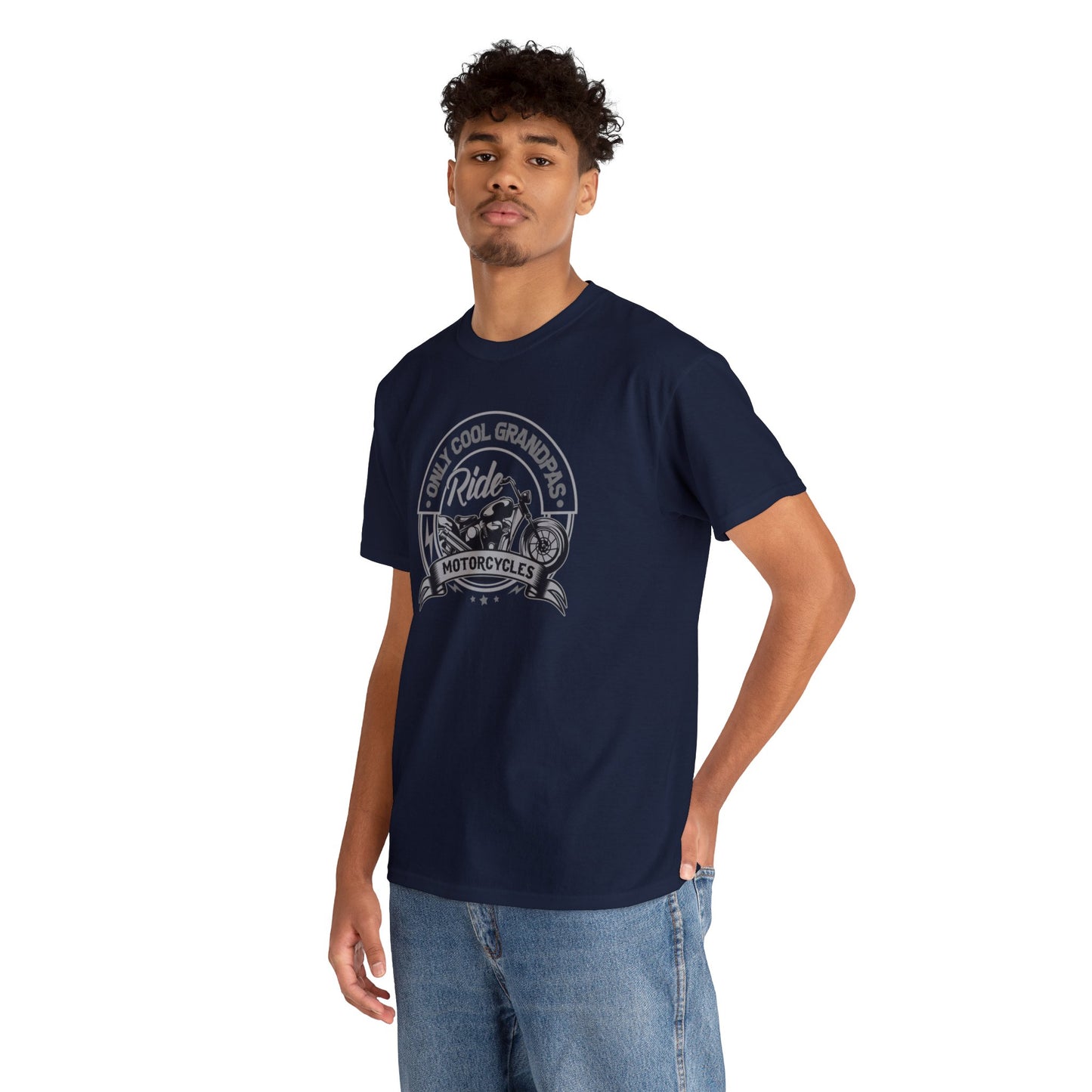Only Cool Grandpas Ride Motorcycles Unisex Heavy Cotton Tee