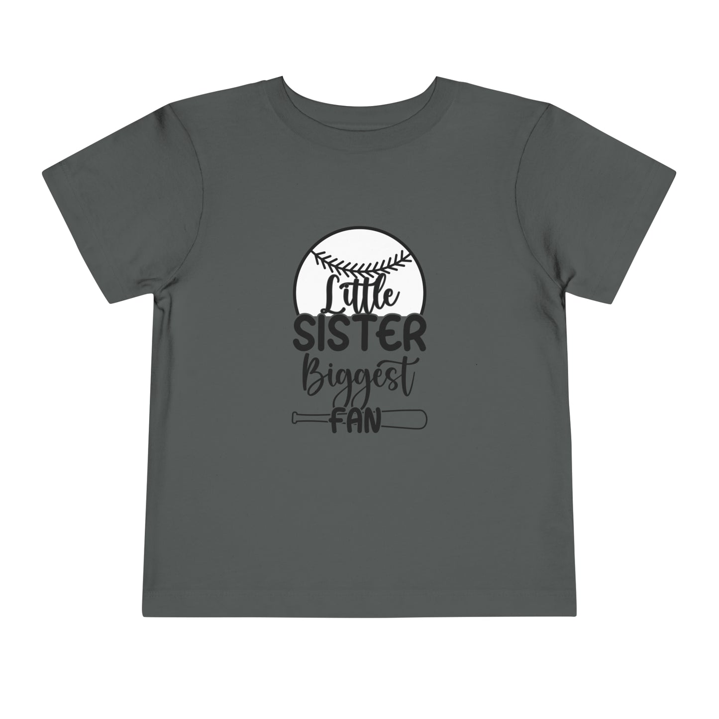 Little Sister Biggest Fan baseball Toddler Short Sleeve Tee
