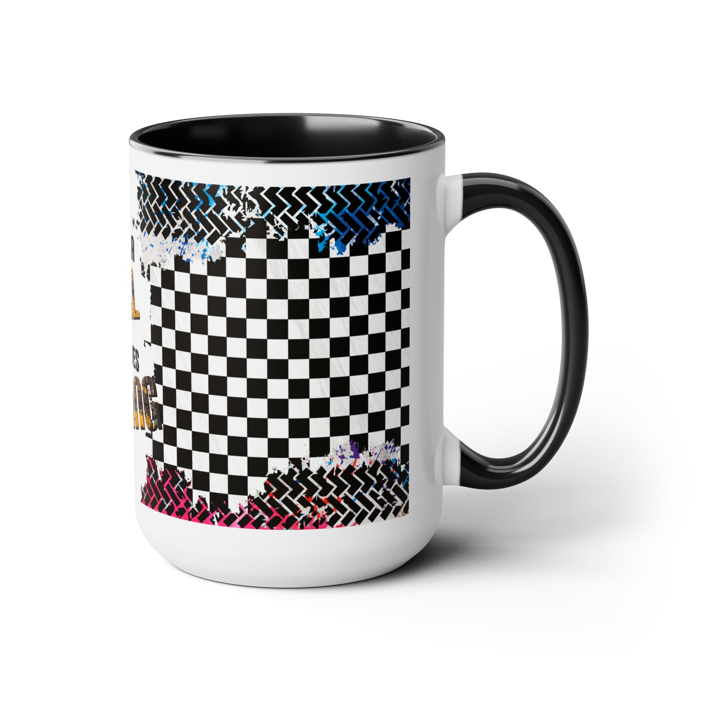Just a Girl That Loves Racing Two-Tone Coffee Mugs, 15oz