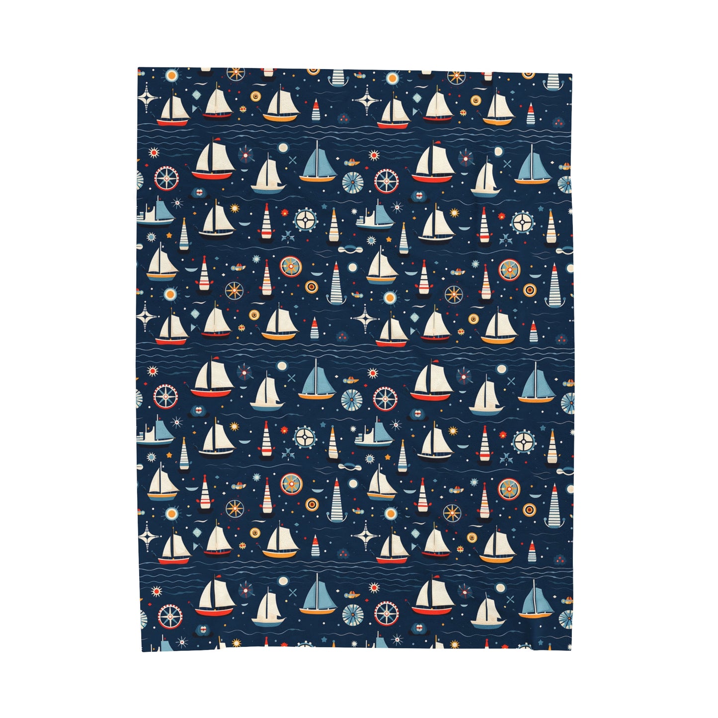 Nautical Inspired Velveteen Plush Blanket