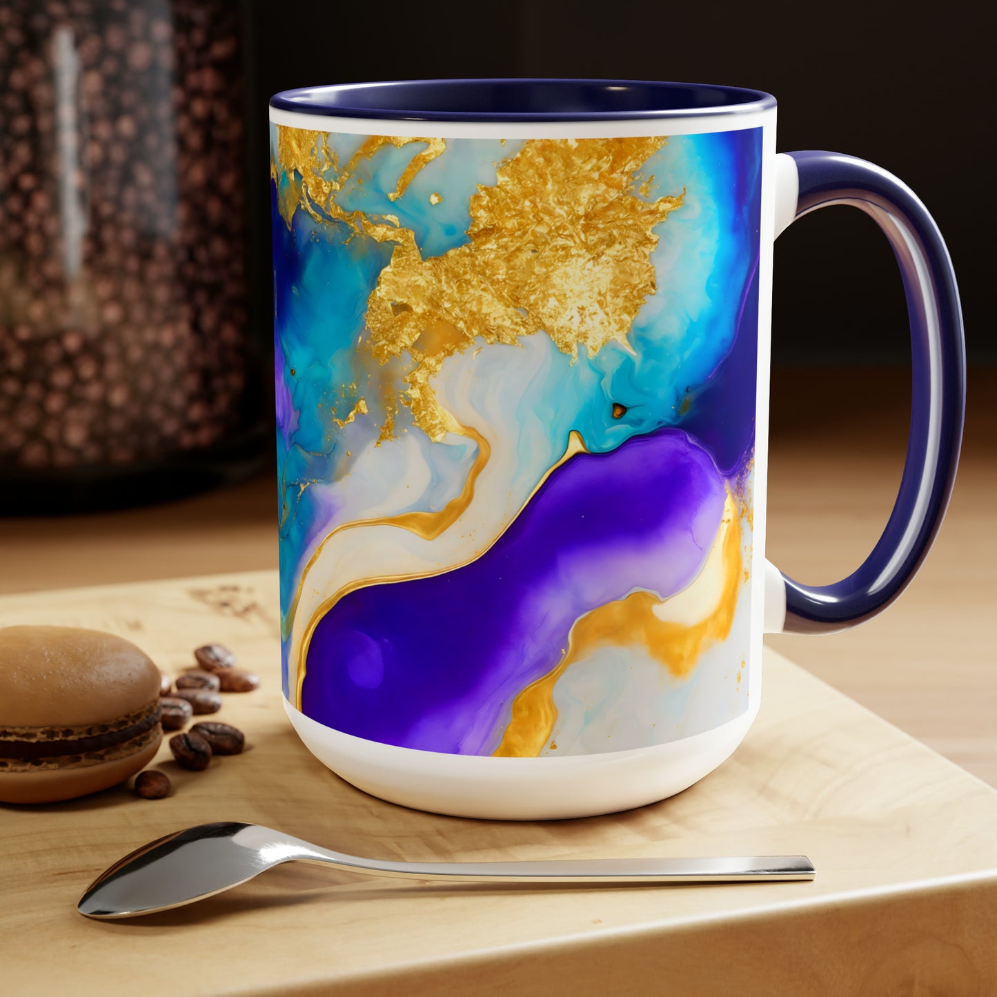 Blue Marble Two-Tone Coffee Mugs, 15oz