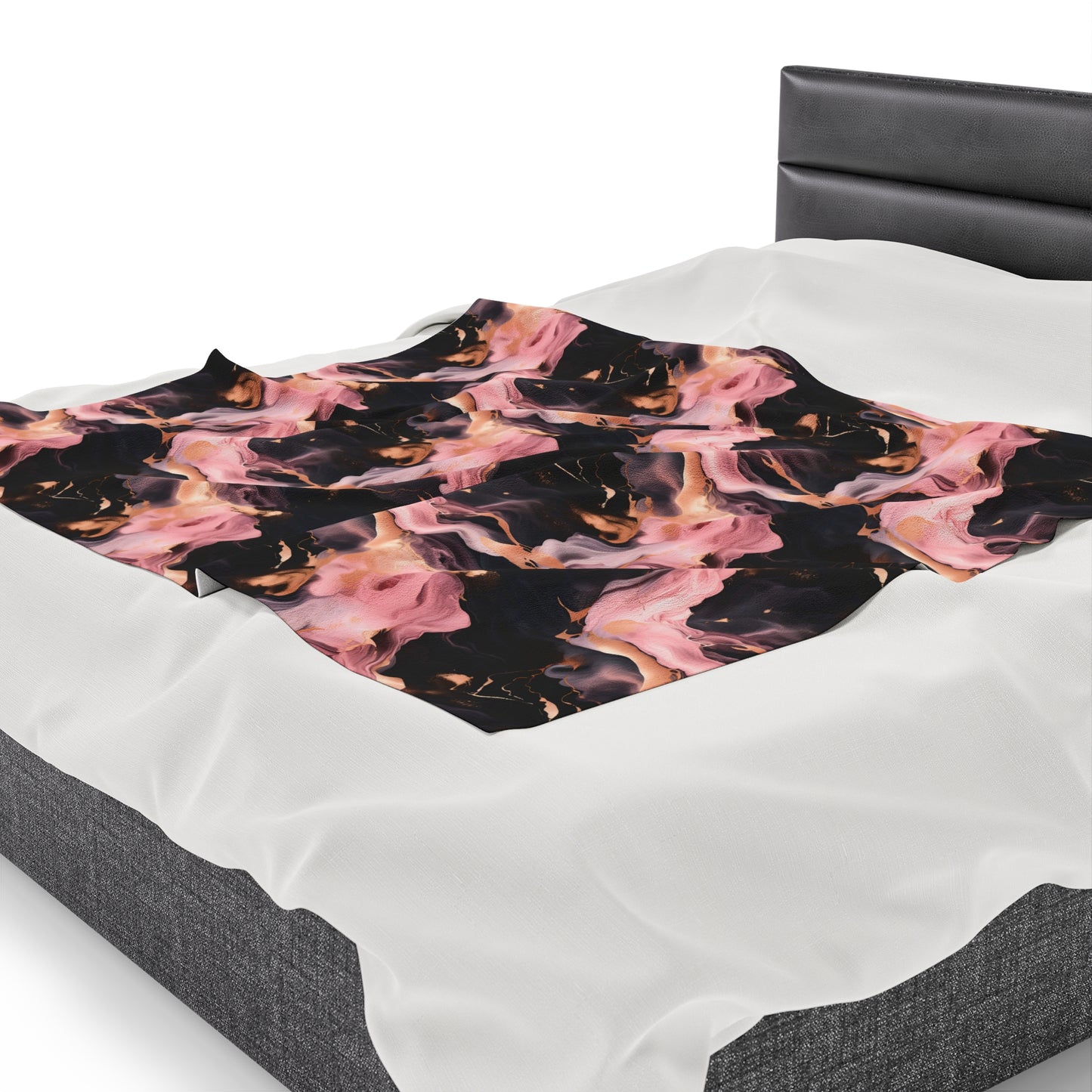 Pink & Black Marble Velveteen Plush Blanket