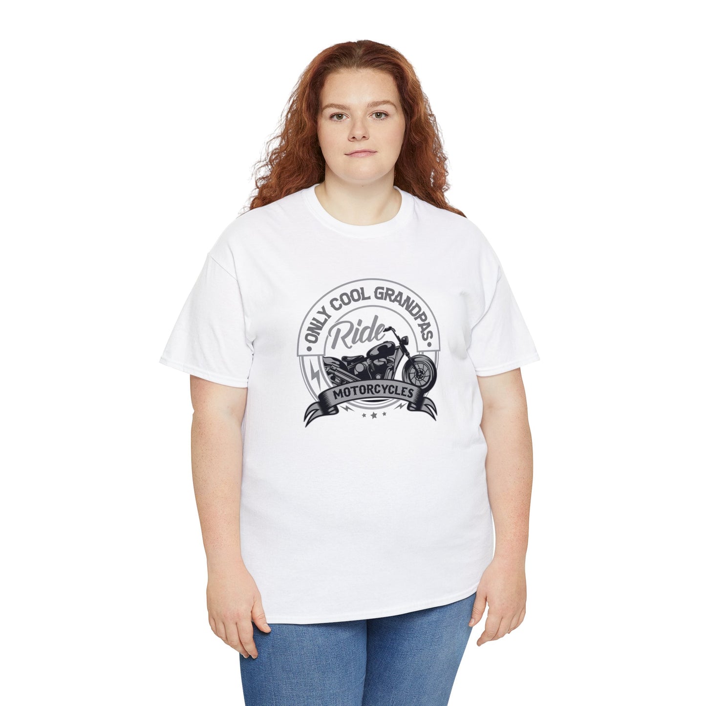 Only Cool Grandpas Ride Motorcycles Unisex Heavy Cotton Tee