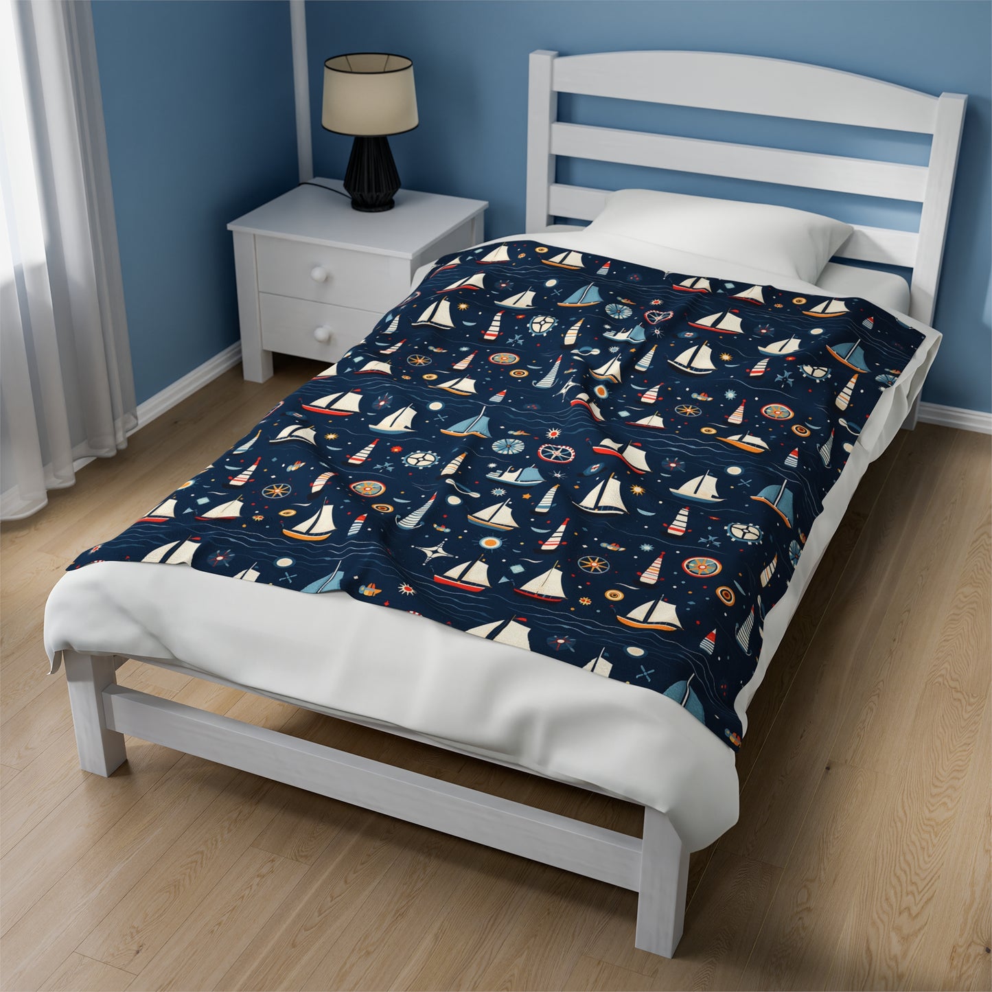 Nautical Inspired Velveteen Plush Blanket
