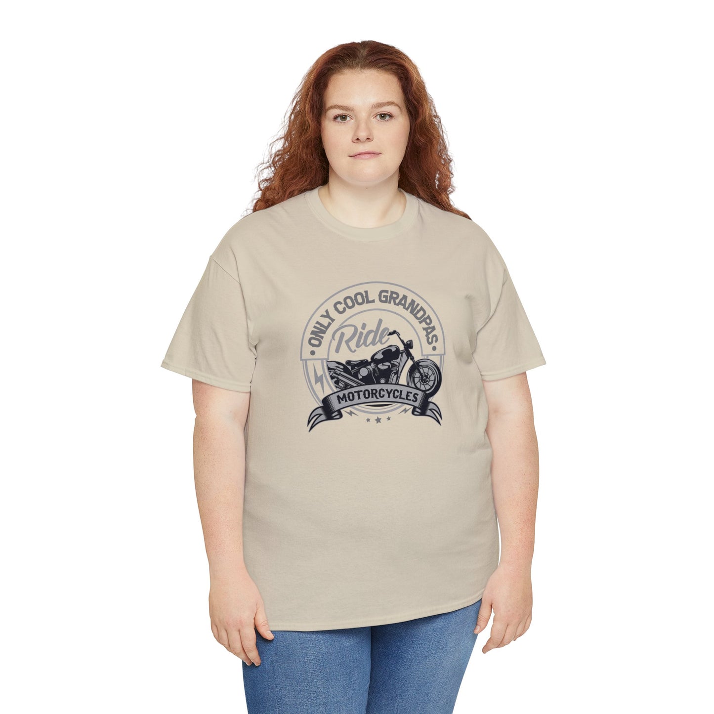 Only Cool Grandpas Ride Motorcycles Unisex Heavy Cotton Tee
