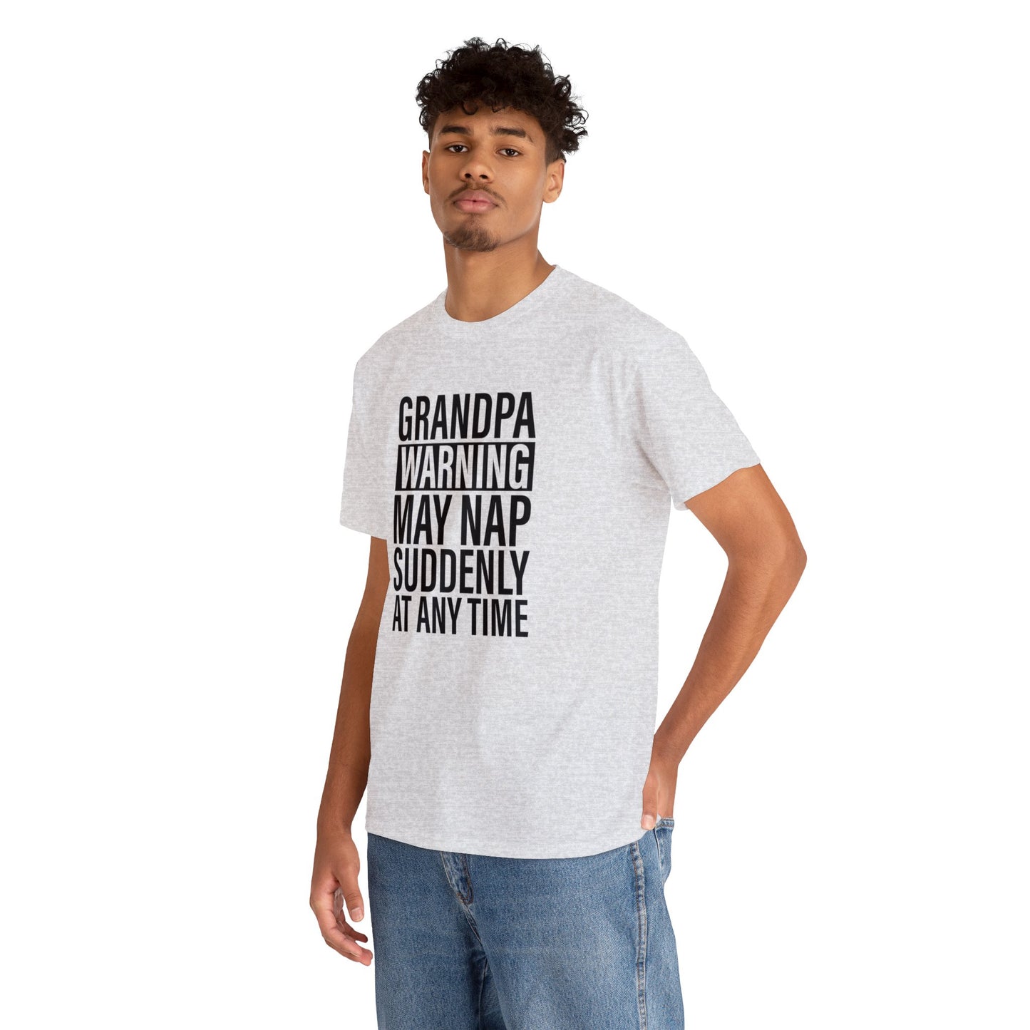 Grandpa Warning May Nap Suddenly Unisex Heavy Cotton Tee