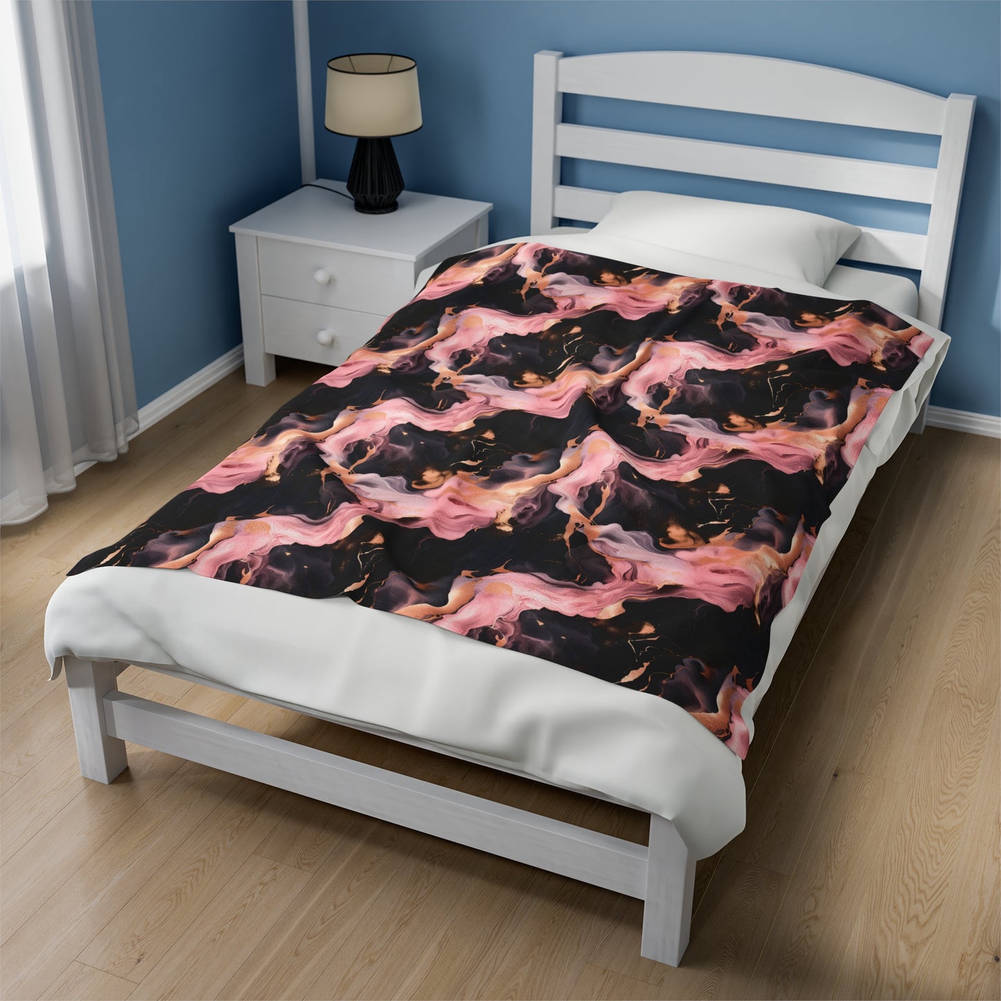 Pink & Black Marble Velveteen Plush Blanket