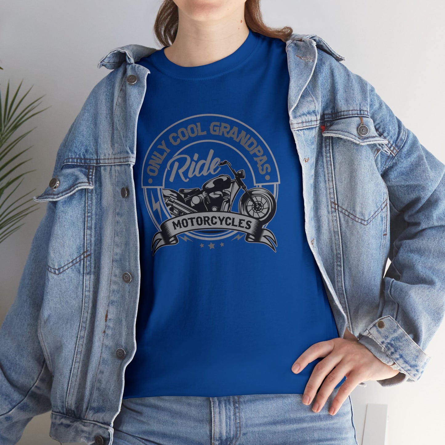 Only Cool Grandpas Ride Motorcycles Unisex Heavy Cotton Tee
