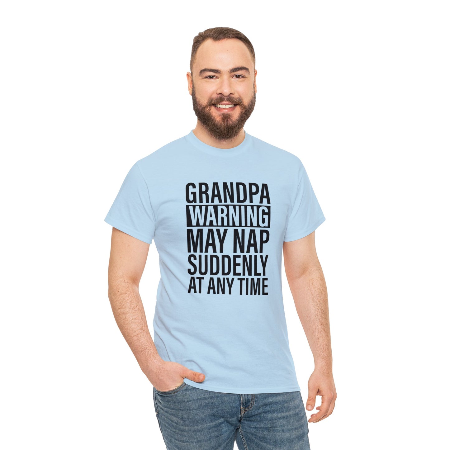 Grandpa Warning May Nap Suddenly Unisex Heavy Cotton Tee