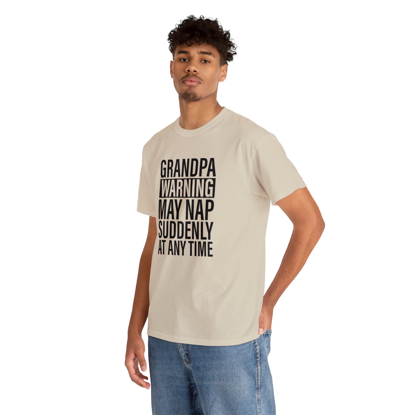 Grandpa Warning May Nap Suddenly Unisex Heavy Cotton Tee